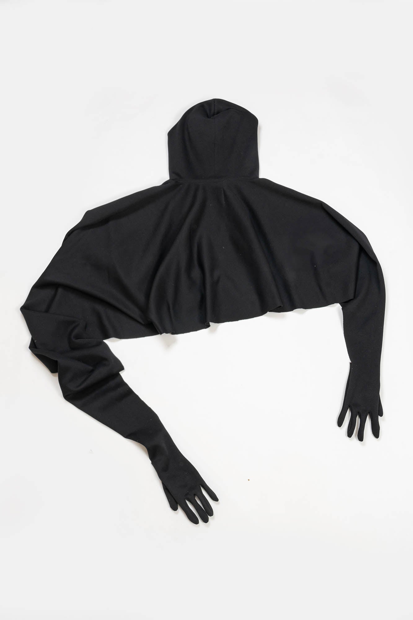 KADAKADA Hooded Glove-Sleeve Cropped Cape, premium urban and streetwear designers apparel on PROJECTISR.com, KADAKADA