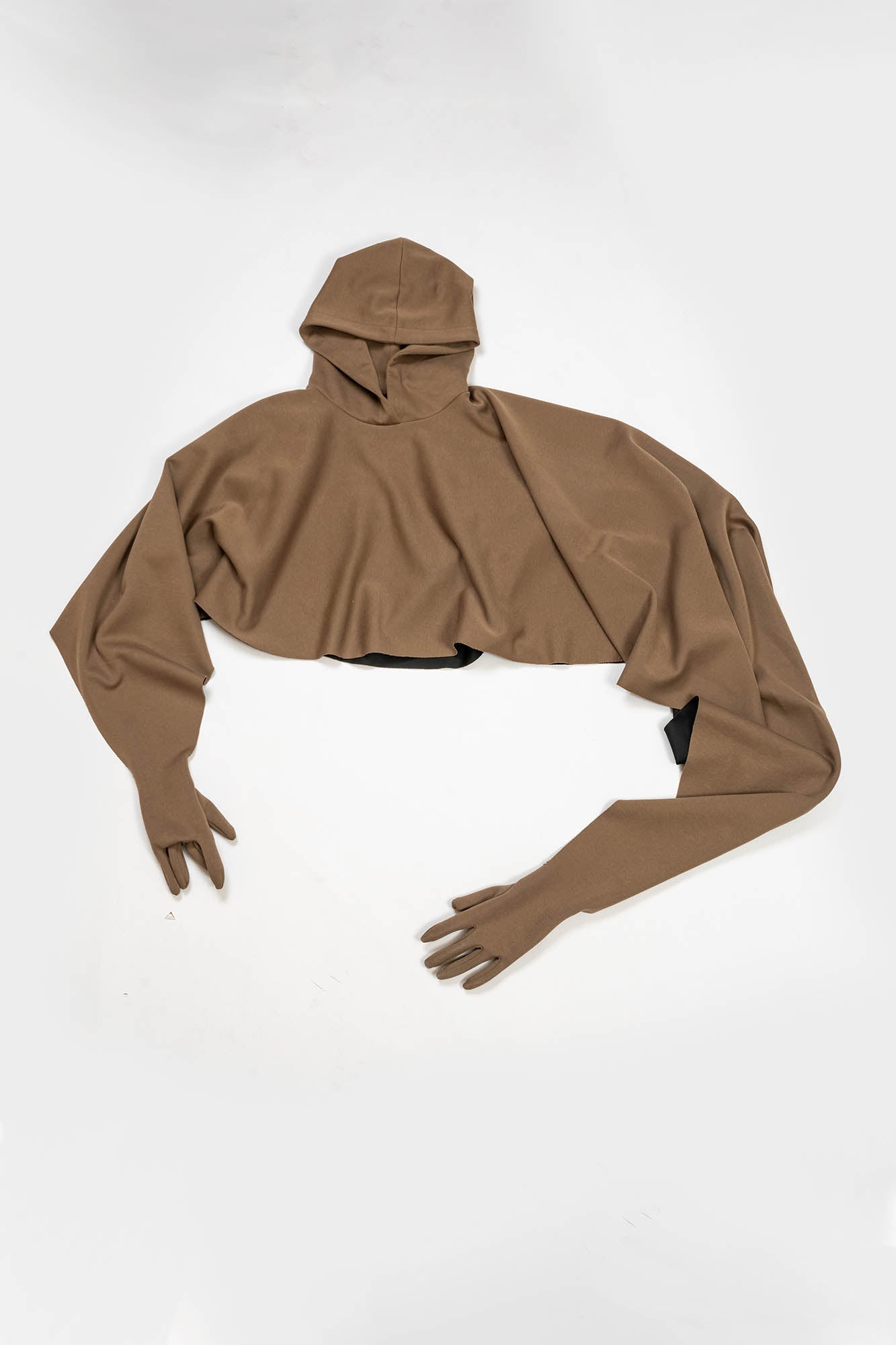 KADAKADA Hooded Glove-Sleeve Cropped Cape, premium urban and streetwear designers apparel on PROJECTISR.com, KADAKADA