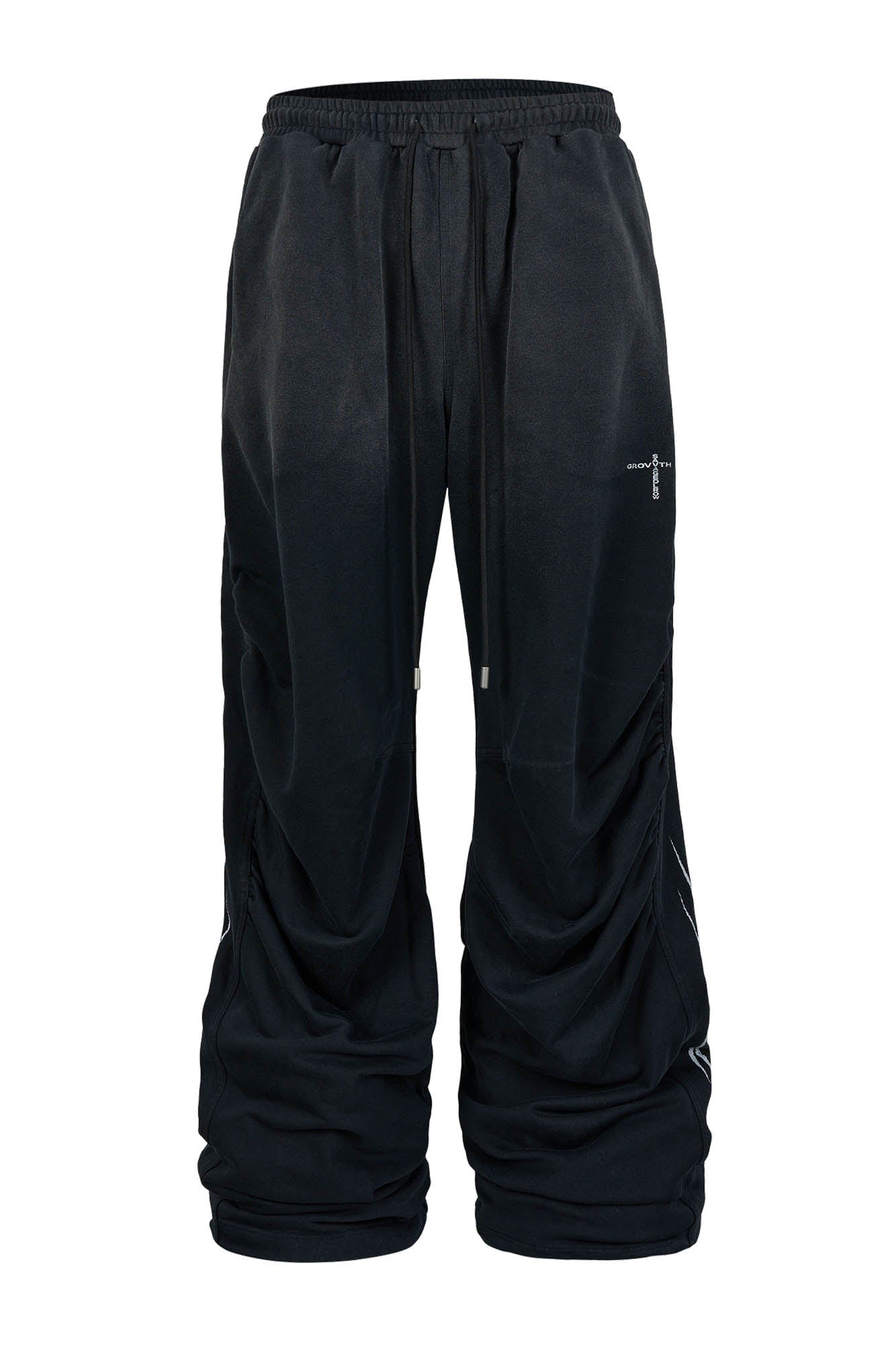 SAVAGEGROWTHWORLD Distressed Pleated Drawstring Baggy Pants, premium urban and streetwear designers apparel on PROJECTISR.com, SAVAGEGROWTHWORLD