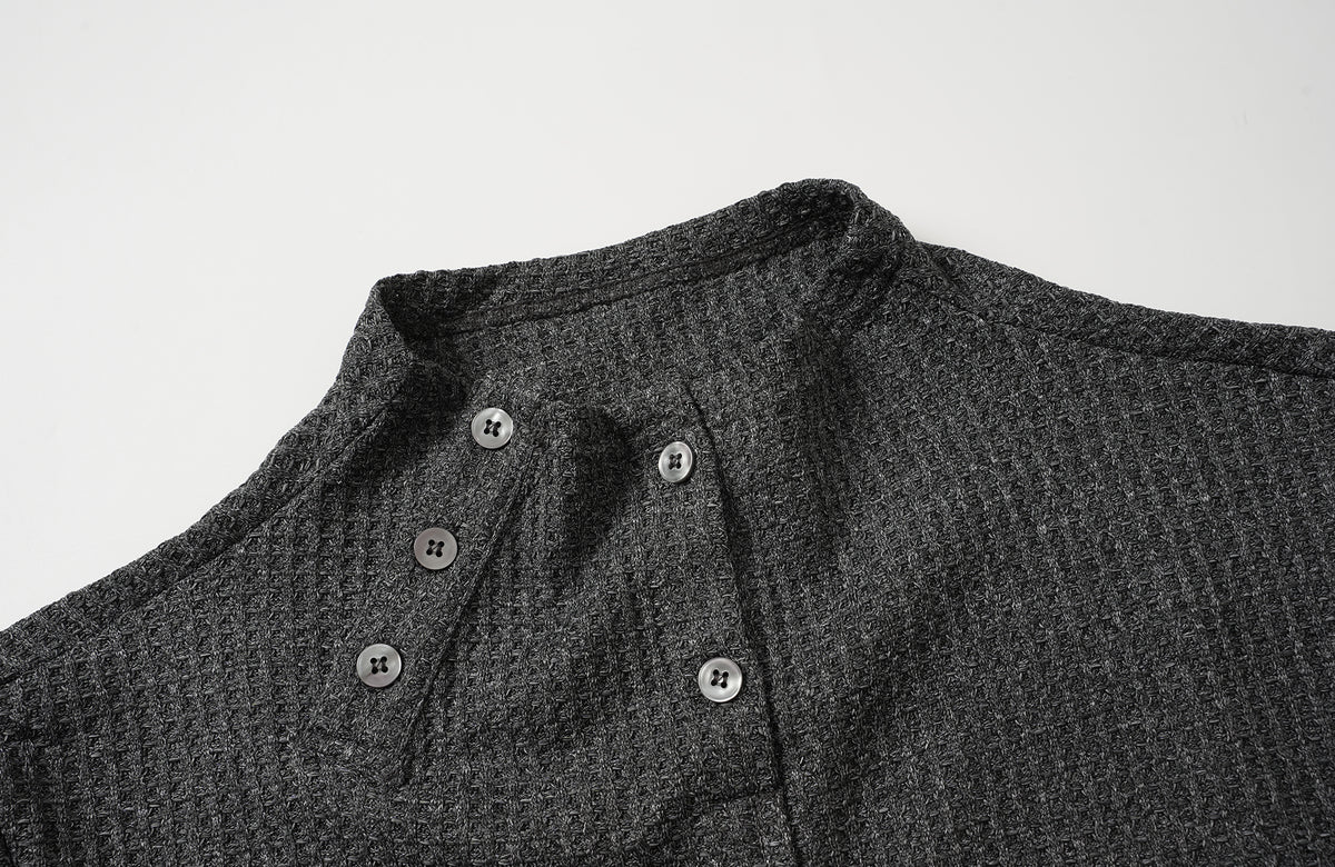 BOTANICA Drawstring Mock-Neck Long-Sleeve Tee