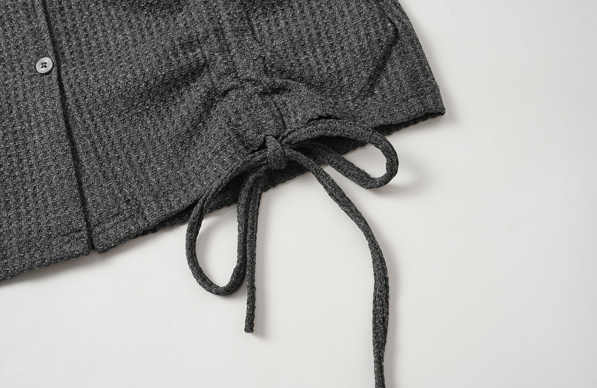 BOTANICA Drawstring Mock-Neck Long-Sleeve Tee