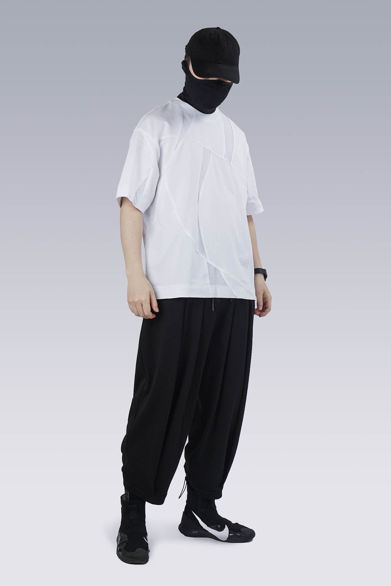 SILENSTORM Asymmetrical Mesh Deconstructed T-Shirt, premium urban and streetwear designers apparel on PROJECTISR.com, SILENSTORM