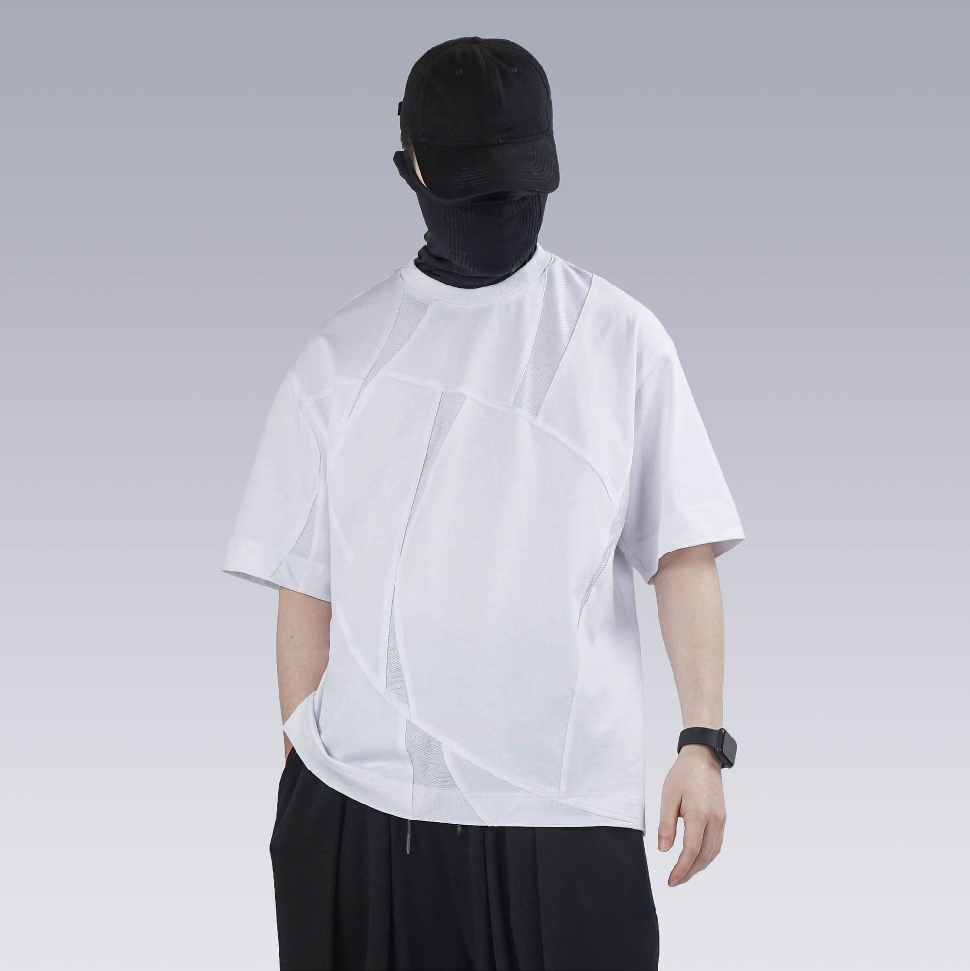 SILENSTORM Asymmetrical Mesh Deconstructed T-Shirt, premium urban and streetwear designers apparel on PROJECTISR.com, SILENSTORM