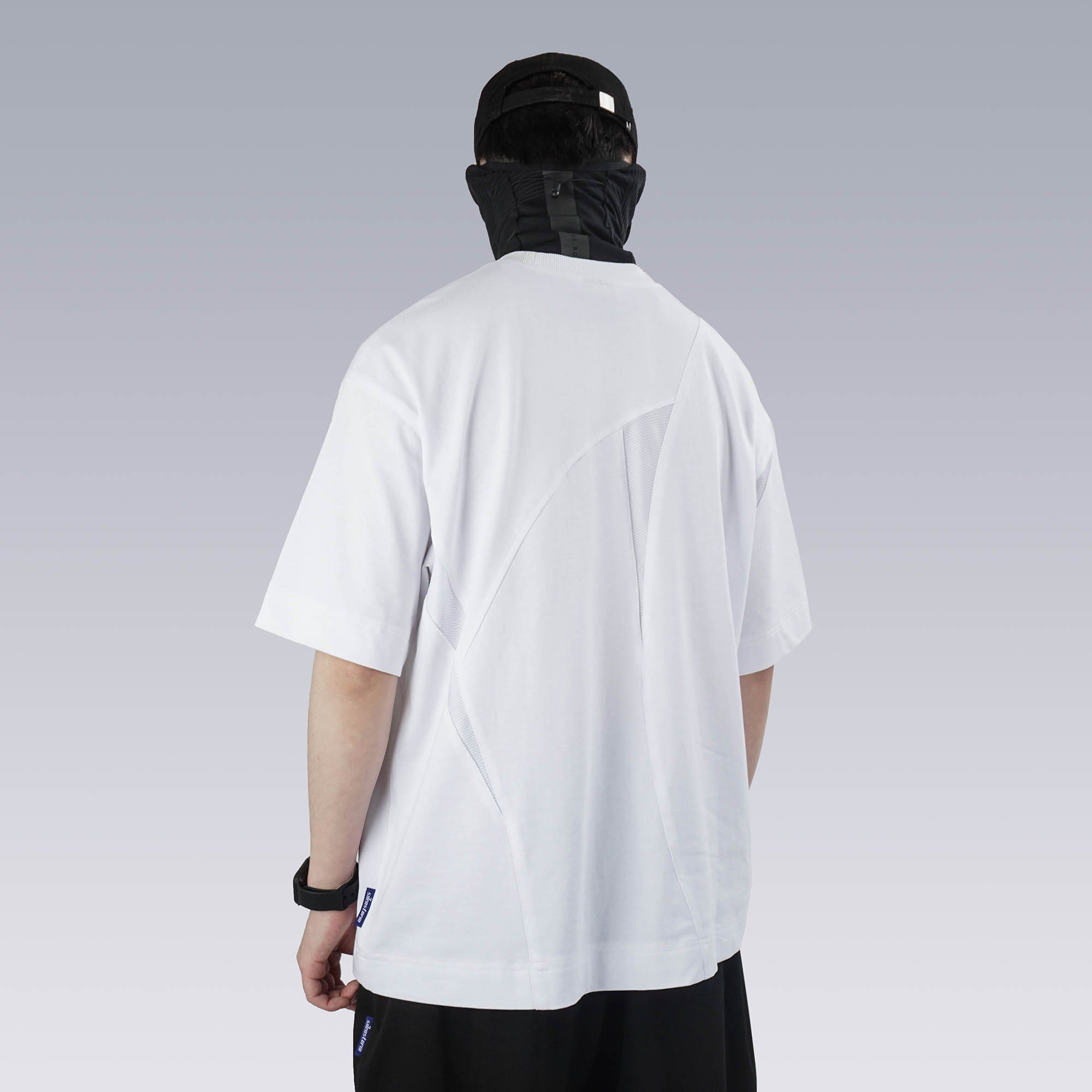 SILENSTORM Asymmetrical Mesh Deconstructed T-Shirt, premium urban and streetwear designers apparel on PROJECTISR.com, SILENSTORM