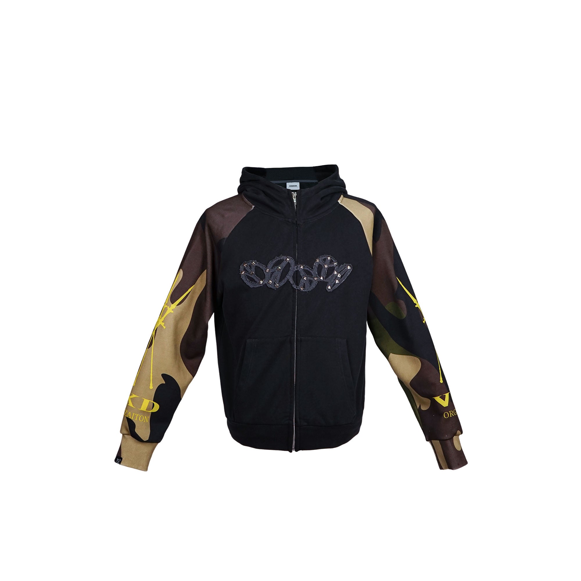 VINKID Camo Raglan Rivet Hooded Jacket, premium urban and streetwear designers apparel on PROJECTISR.com, VINKID