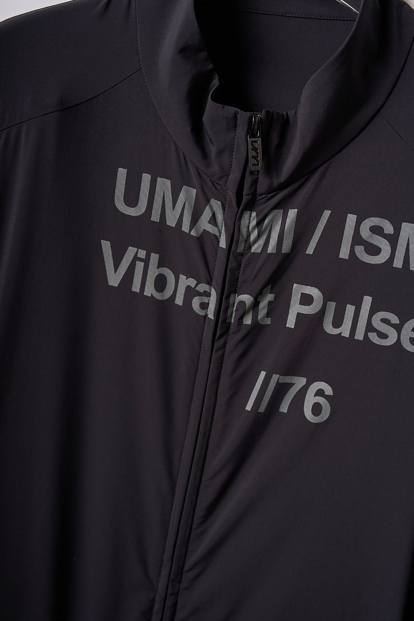 UMAMIISM Slogan Contrast Sleeve Mock Neck UV Protection Jacket, premium urban and streetwear designers apparel on PROJECTISR.com, UMAMIISM