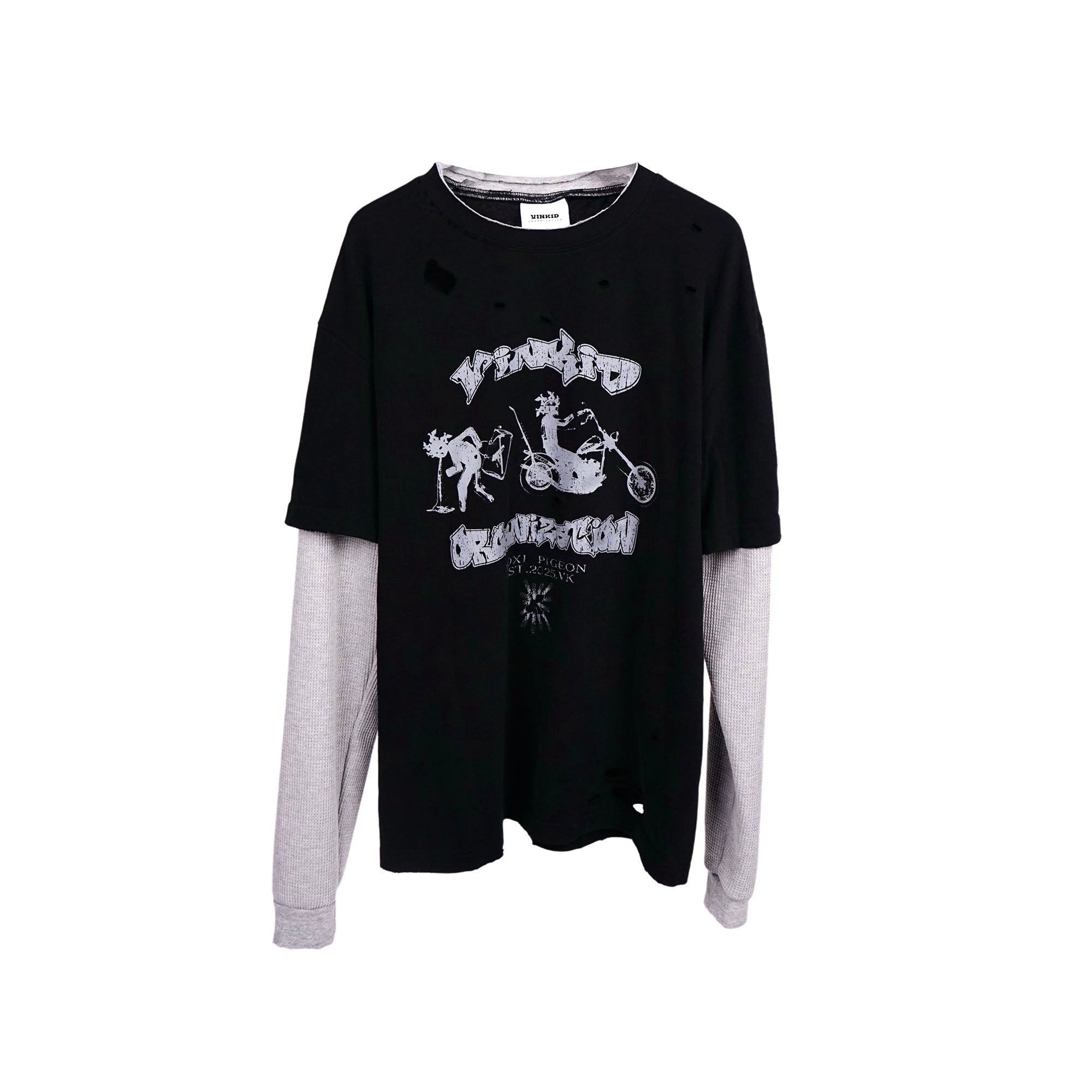 VINKID Stacked Sleeve Graphic Long-Sleeve Tee