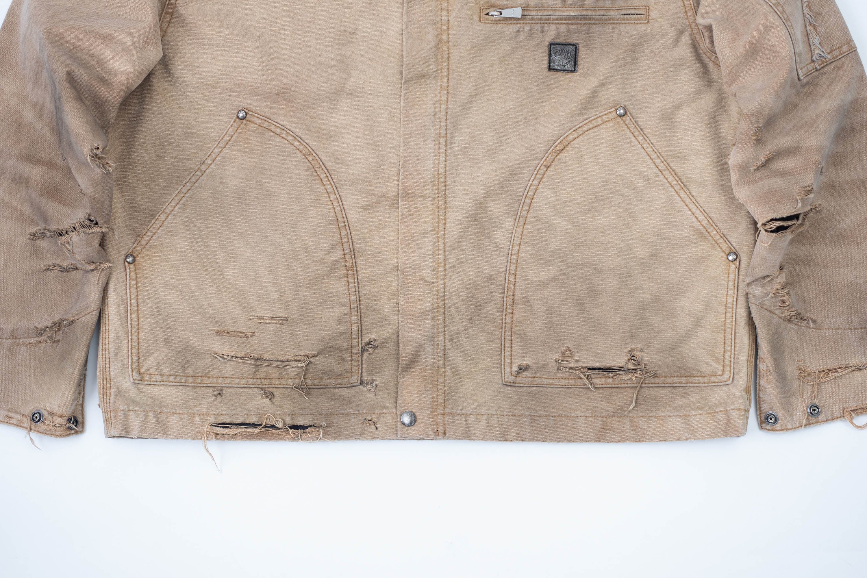 IN EXISTENCE Dirty-Washed Contrast Collar Detroit Jacket, premium urban and streetwear designers apparel on PROJECTISR.com, IN EXISTENCE