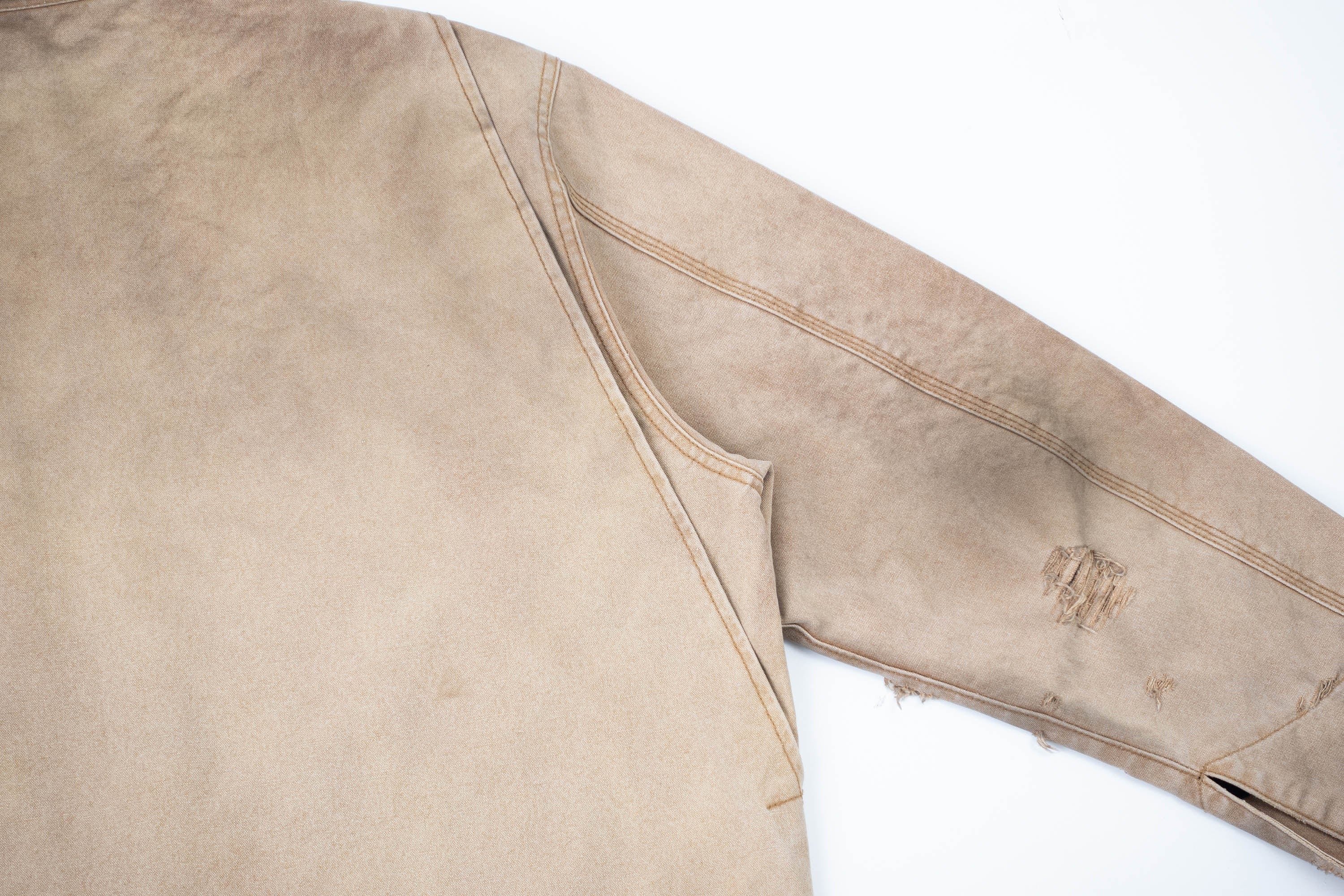 IN EXISTENCE Dirty-Washed Contrast Collar Detroit Jacket, premium urban and streetwear designers apparel on PROJECTISR.com, IN EXISTENCE