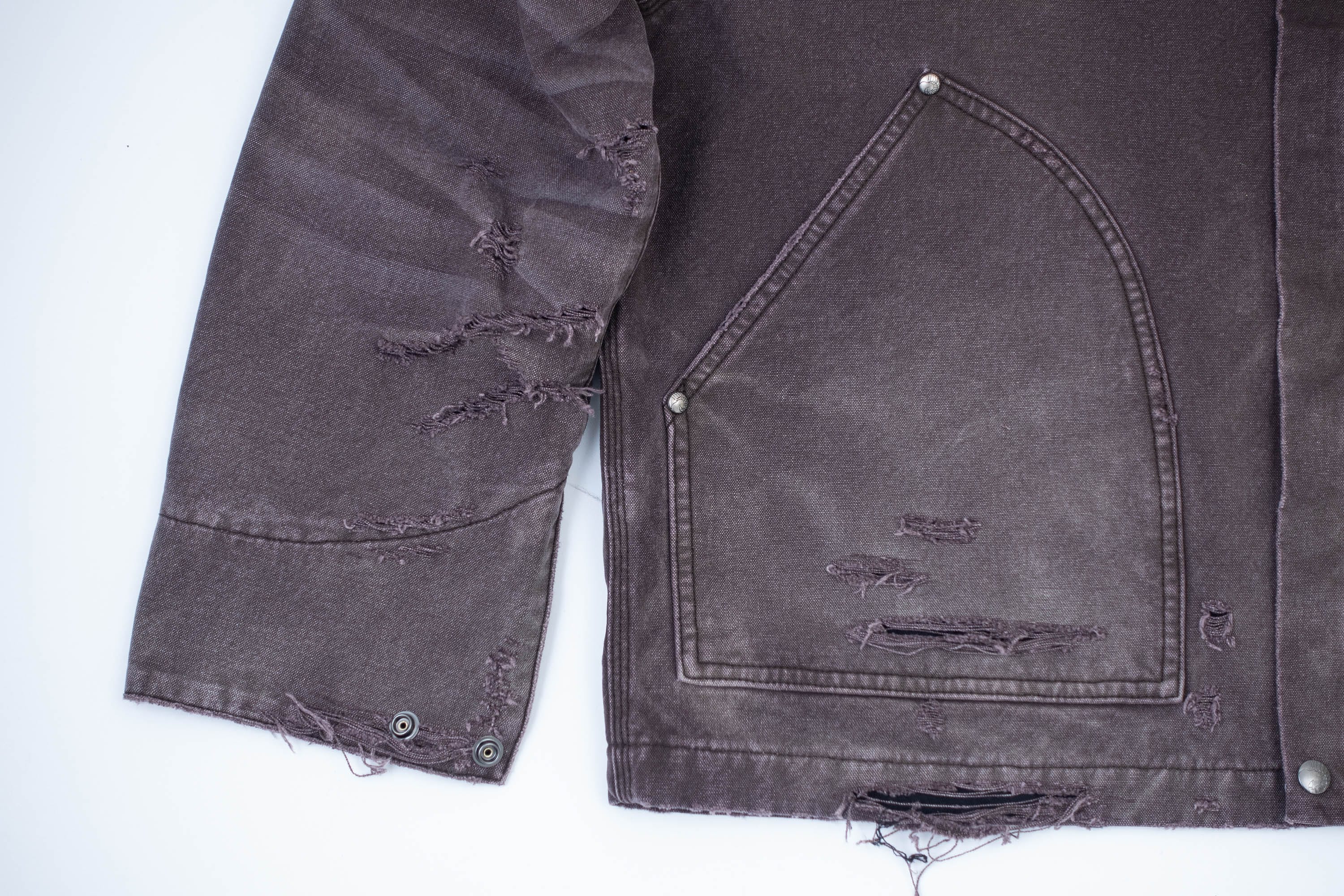 IN EXISTENCE Dirty-Washed Contrast Collar Detroit Jacket, premium urban and streetwear designers apparel on PROJECTISR.com, IN EXISTENCE