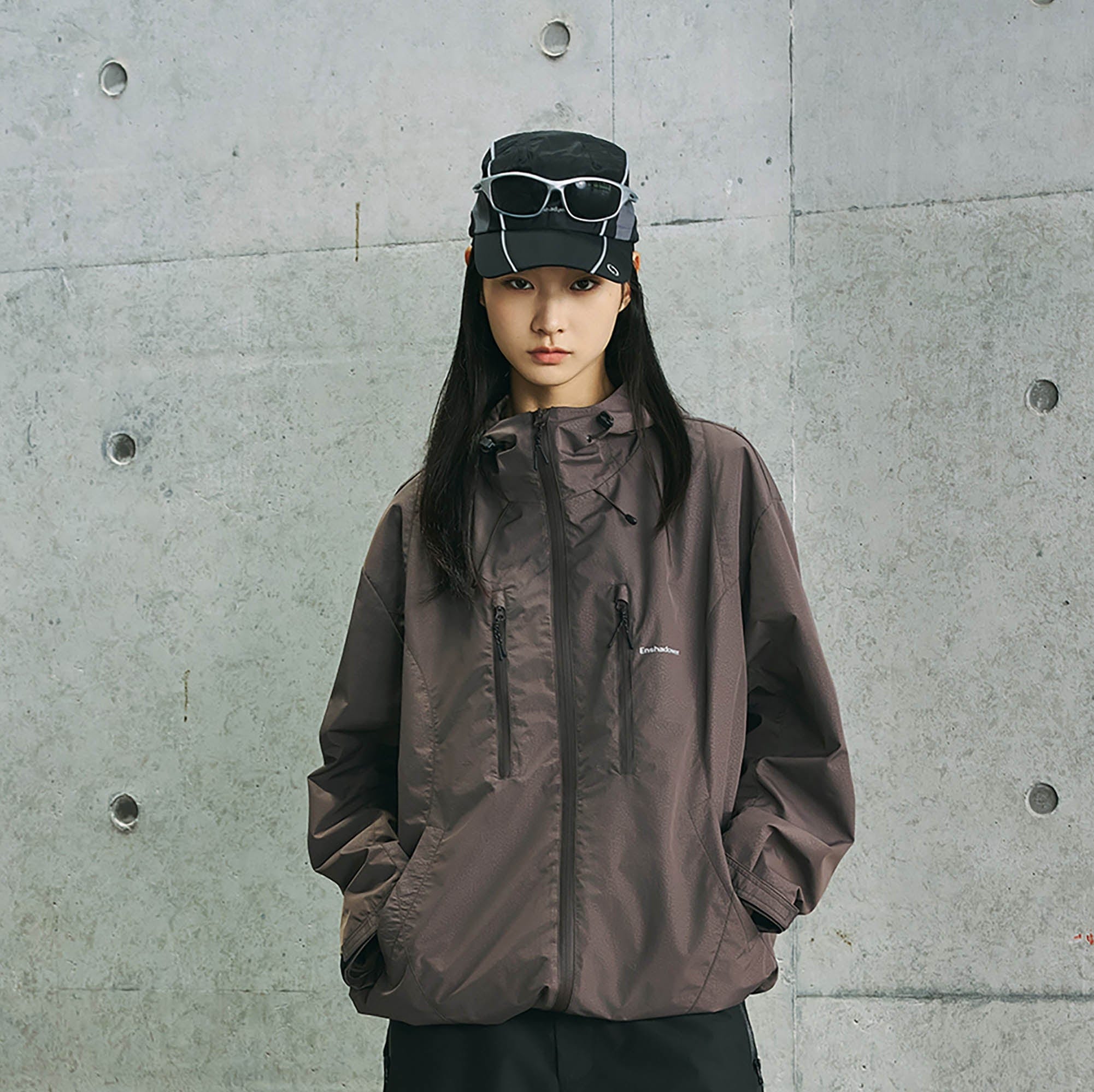 ENSHADOWER Deconstructed Drawstring Zip-Up Windbreaker, premium urban and streetwear designers apparel on PROJECTISR.com, ENSHADOWER