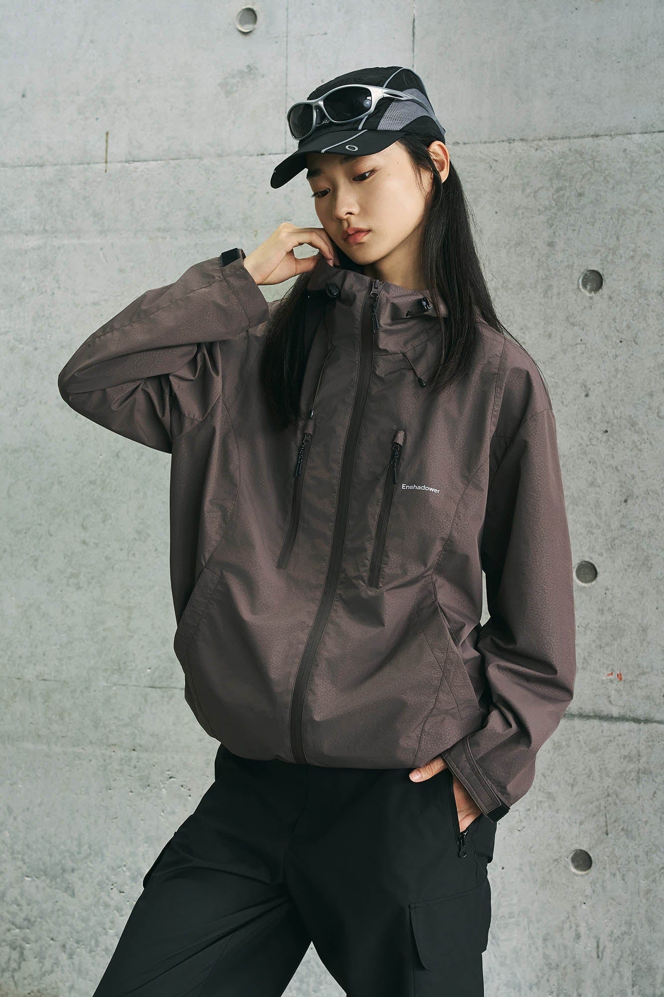 ENSHADOWER Deconstructed Drawstring Zip-Up Windbreaker, premium urban and streetwear designers apparel on PROJECTISR.com, ENSHADOWER