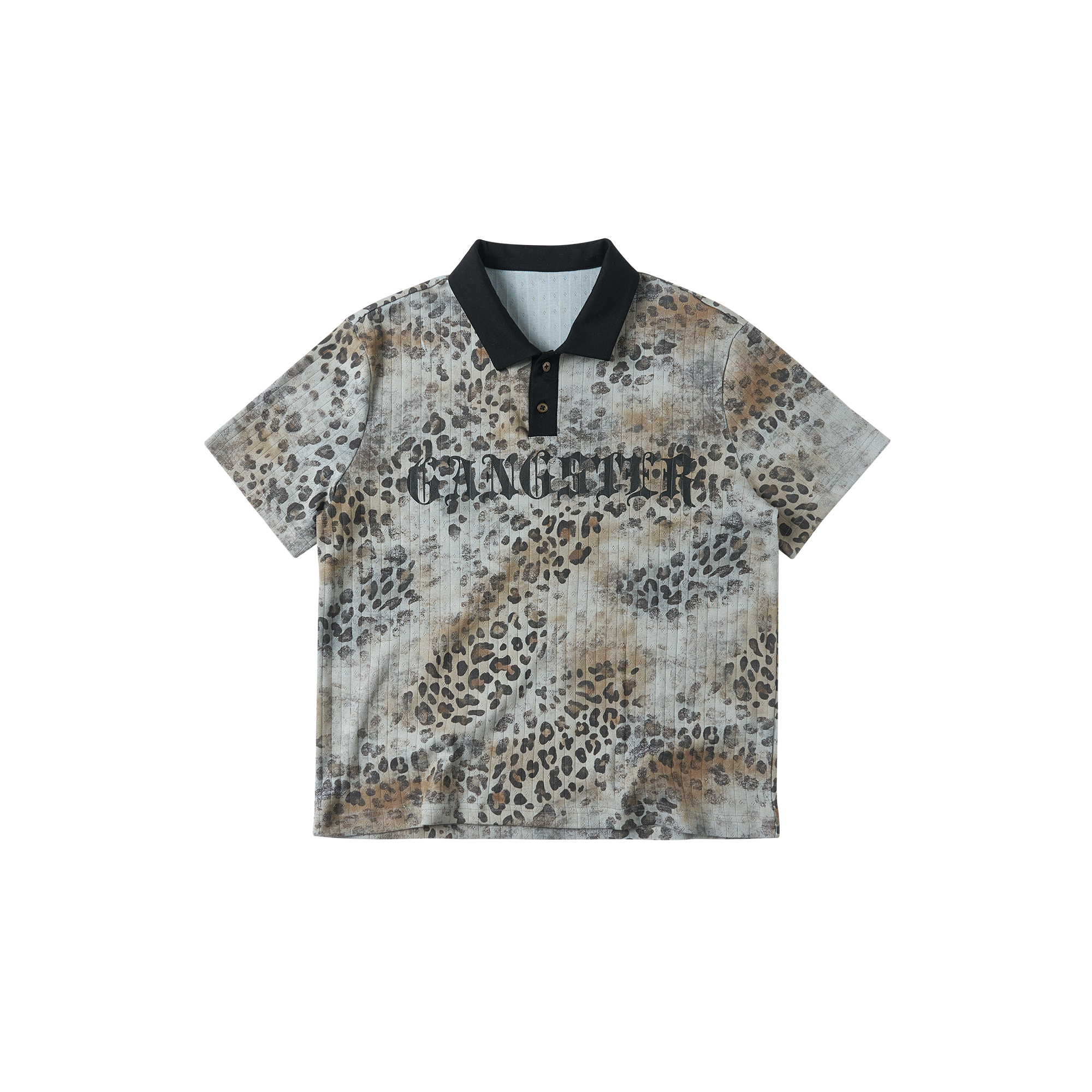 SAVAGEGROWTHWORLD Distressed Digital Leopard Polo Tee, premium urban and streetwear designers apparel on PROJECTISR.com, SAVAGEGROWTHWORLD