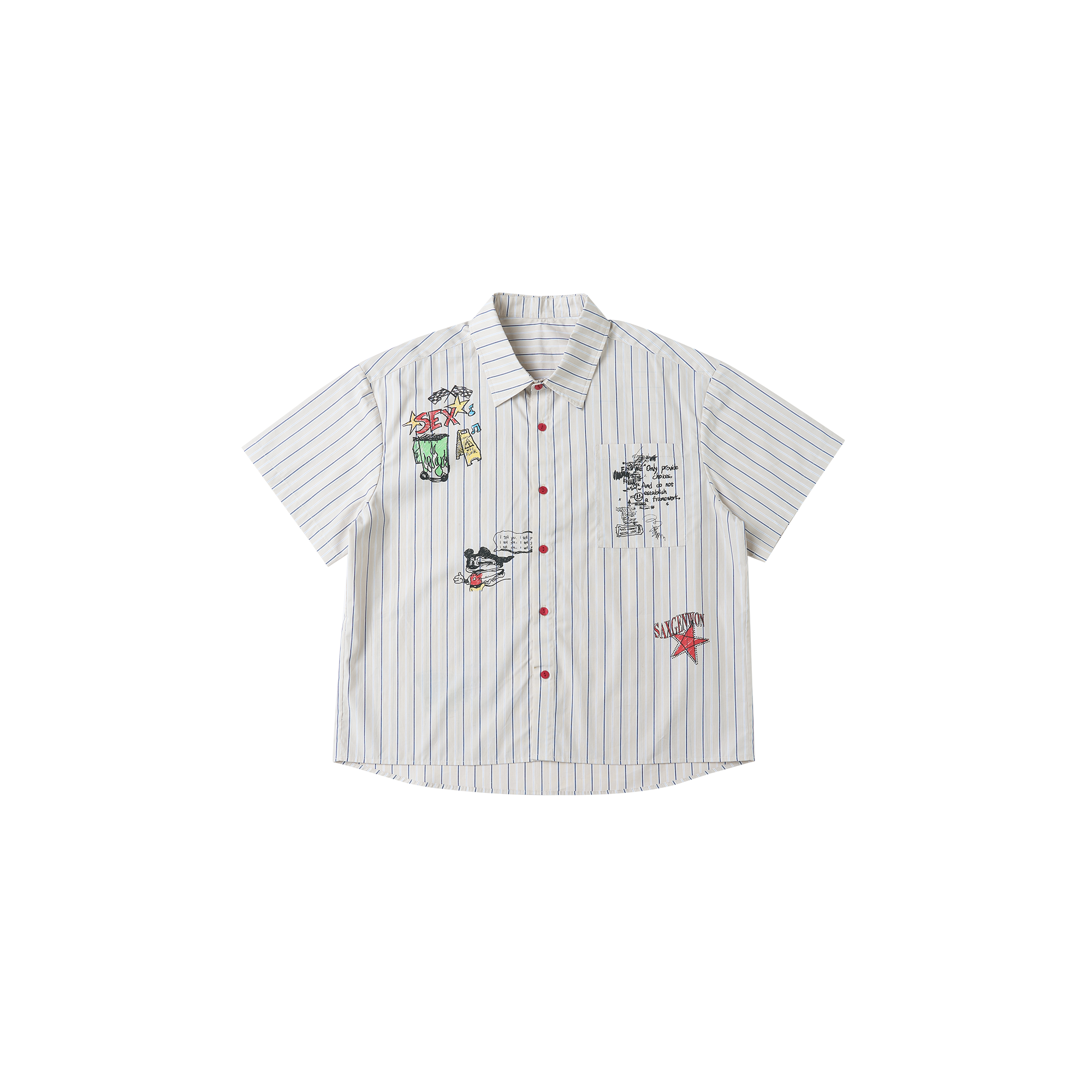 SAVAGEGROWTHWORLD Sketch Stripe Short Sleeve Shirt, premium urban and streetwear designers apparel on PROJECTISR.com, SAVAGEGROWTHWORLD