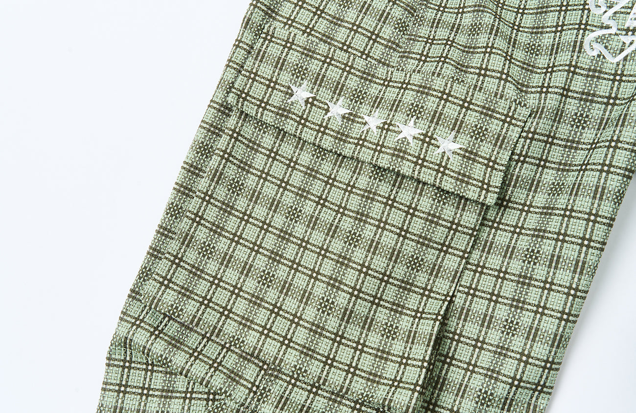 SAVAGEGROWTHWORLD Plaid Utility Parachute Cargo Pants, premium urban and streetwear designers apparel on PROJECTISR.com, SAVAGEGROWTHWORLD