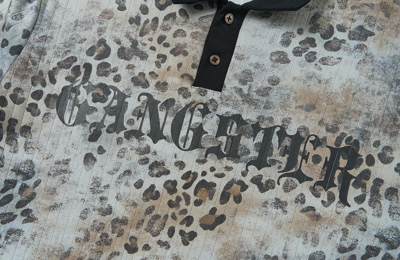 SAVAGEGROWTHWORLD Distressed Digital Leopard Polo Tee, premium urban and streetwear designers apparel on PROJECTISR.com, SAVAGEGROWTHWORLD