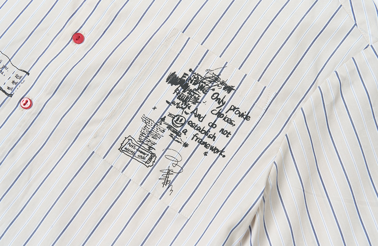 SAVAGEGROWTHWORLD Sketch Stripe Short Sleeve Shirt, premium urban and streetwear designers apparel on PROJECTISR.com, SAVAGEGROWTHWORLD