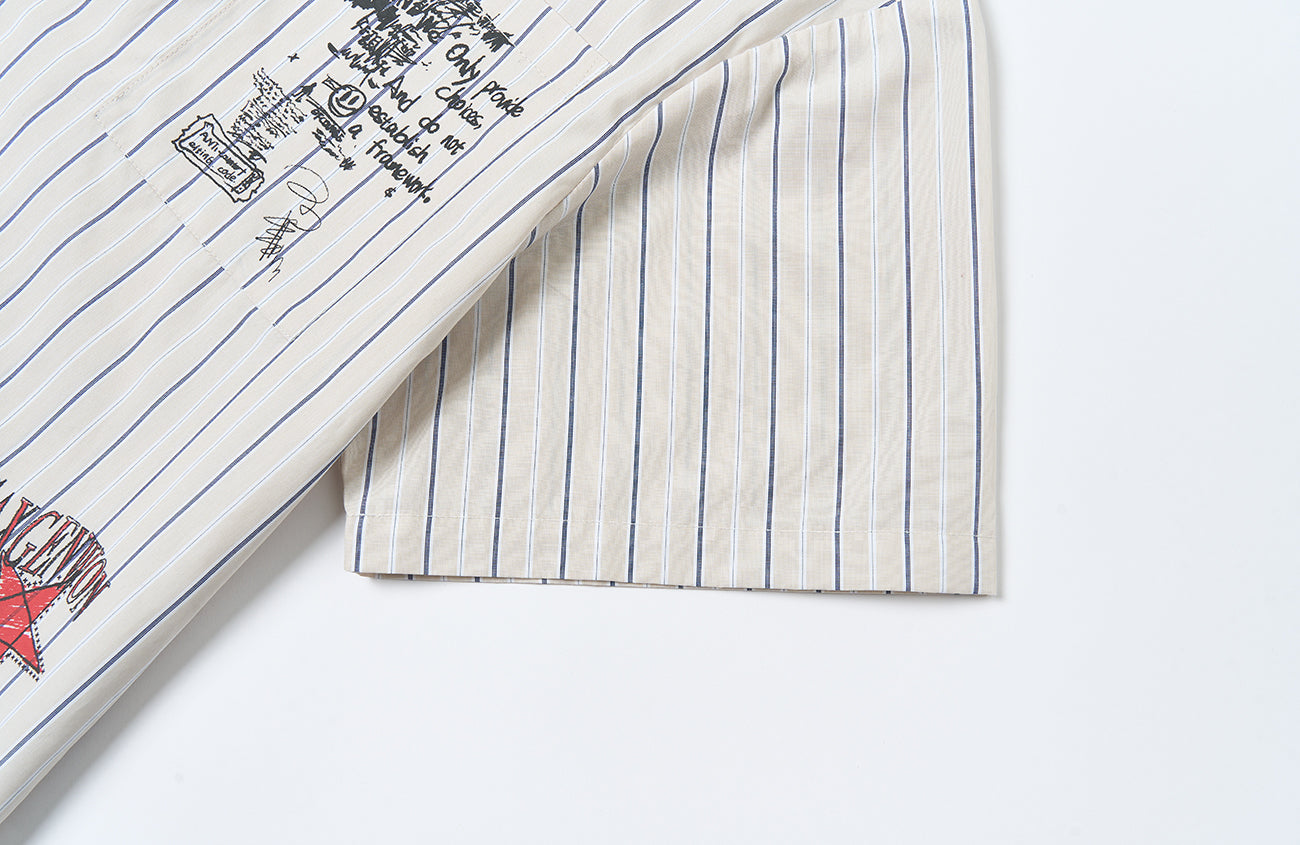 SAVAGEGROWTHWORLD Sketch Stripe Short Sleeve Shirt, premium urban and streetwear designers apparel on PROJECTISR.com, SAVAGEGROWTHWORLD