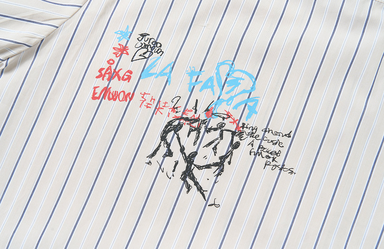 SAVAGEGROWTHWORLD Sketch Stripe Short Sleeve Shirt, premium urban and streetwear designers apparel on PROJECTISR.com, SAVAGEGROWTHWORLD