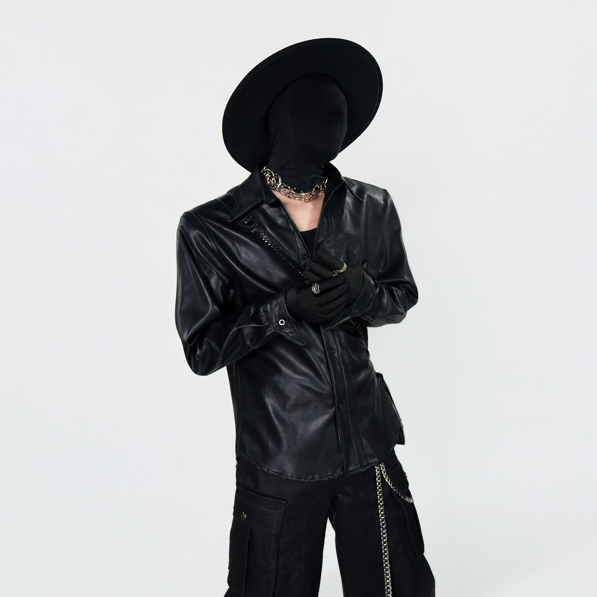 VE2 Faux Leather Oversized Biker Shirt