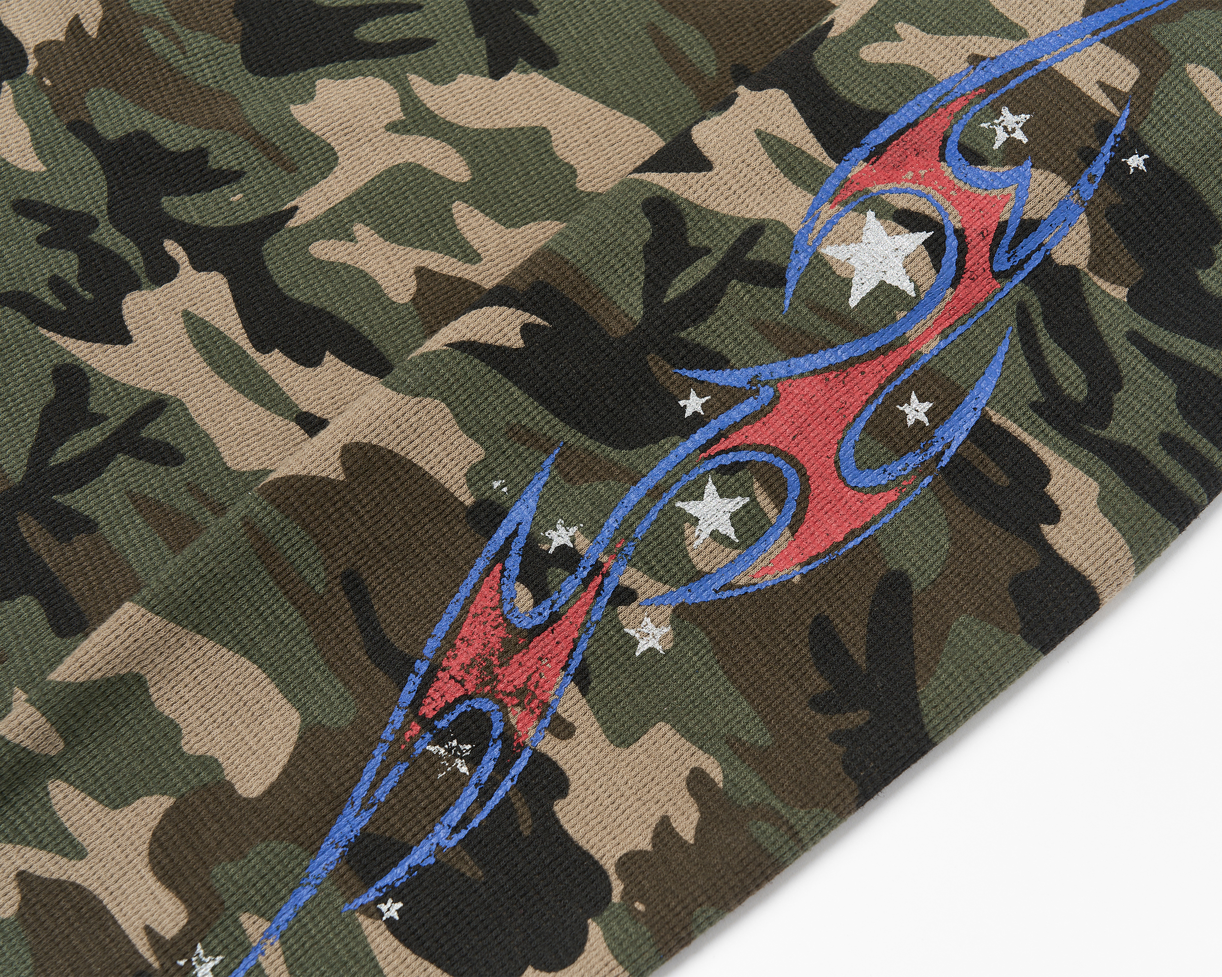 SAVAGEGROWTHWORLD Camo Waffle Knit Graphic Long-Sleeve Tee, premium urban and streetwear designers apparel on PROJECTISR.com, SAVAGEGROWTHWORLD