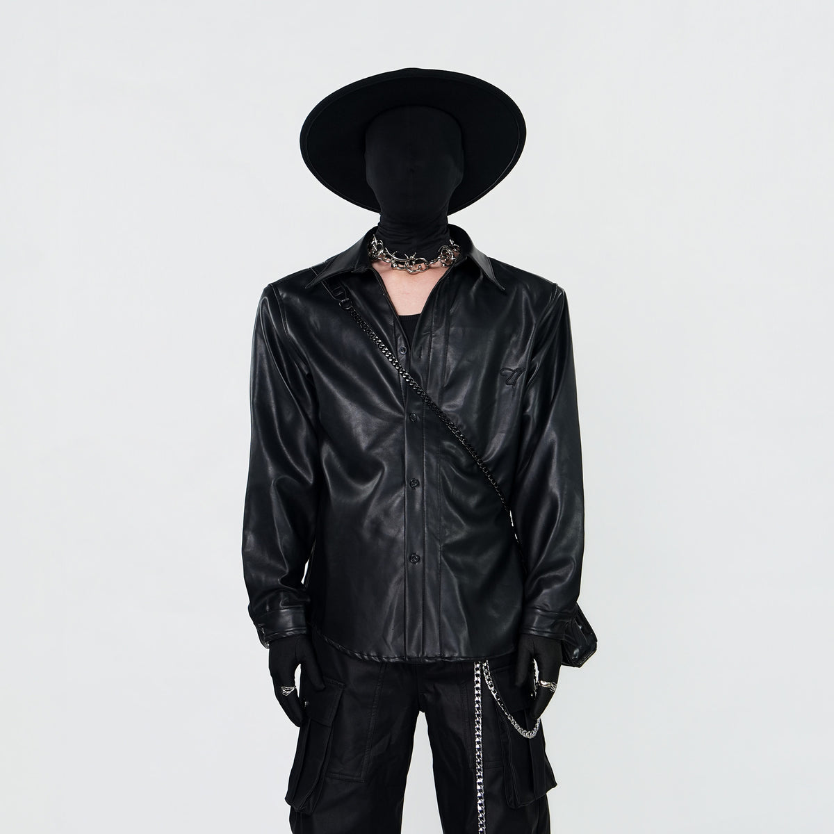 VE2 Faux Leather Oversized Biker Shirt