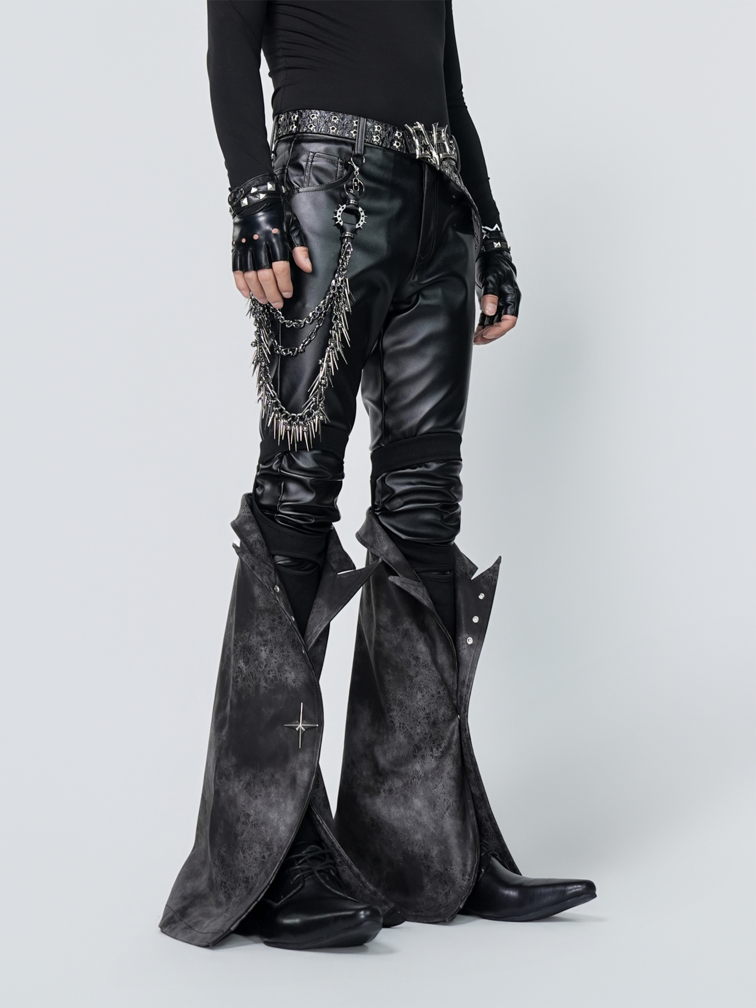 VE2 Detachable Flared Faux Leather Pants