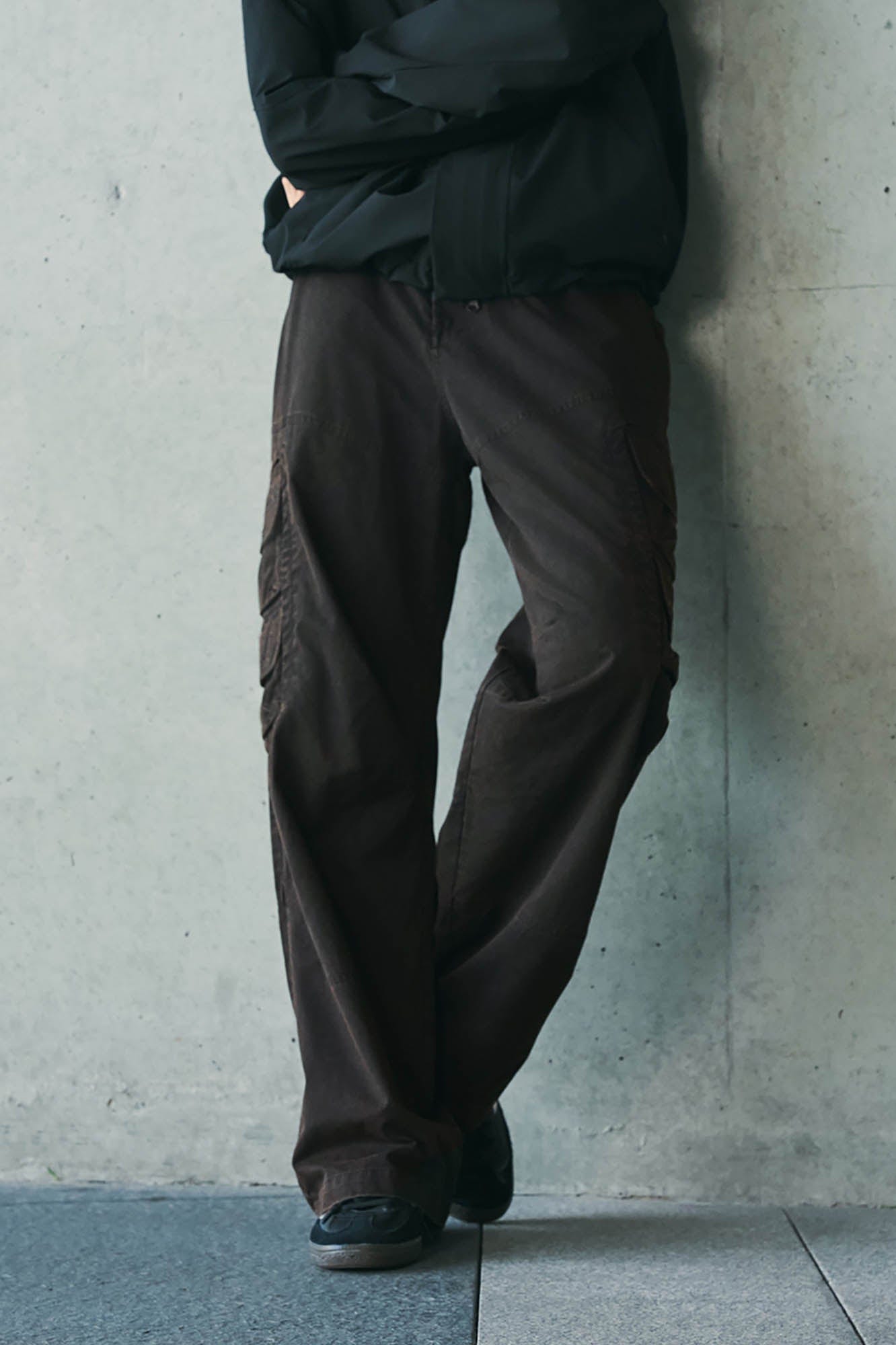 ENSHADOWER Distressed Multi-Pocket Crinkled Straight-Leg Jeans, premium urban and streetwear designers apparel on PROJECTISR.com, ENSHADOWER