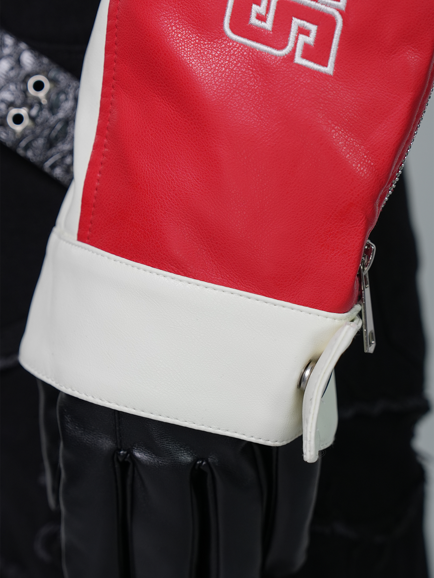VE2 Contrast Faux Leather Biker Jacket