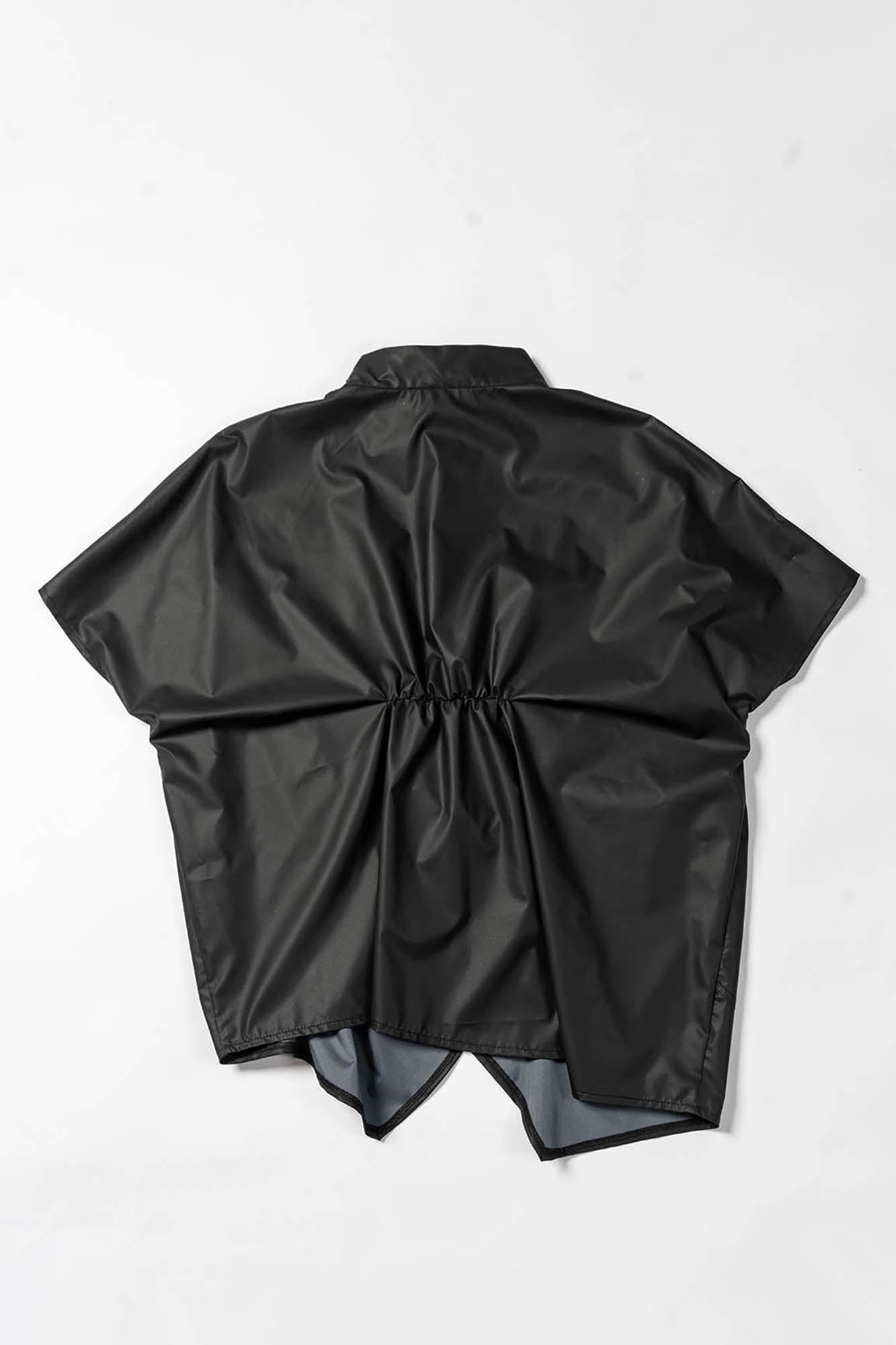 KADAKADA Asymmetrical Pleated Faux Leather Half Shirt, premium urban and streetwear designers apparel on PROJECTISR.com, KADAKADA