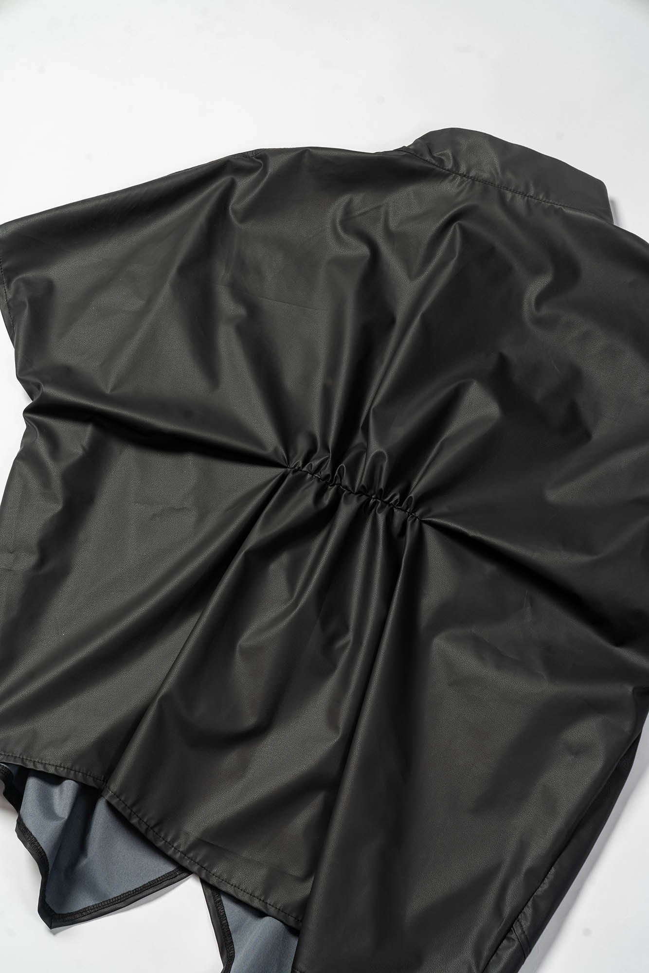 KADAKADA Asymmetrical Pleated Faux Leather Half Shirt, premium urban and streetwear designers apparel on PROJECTISR.com, KADAKADA