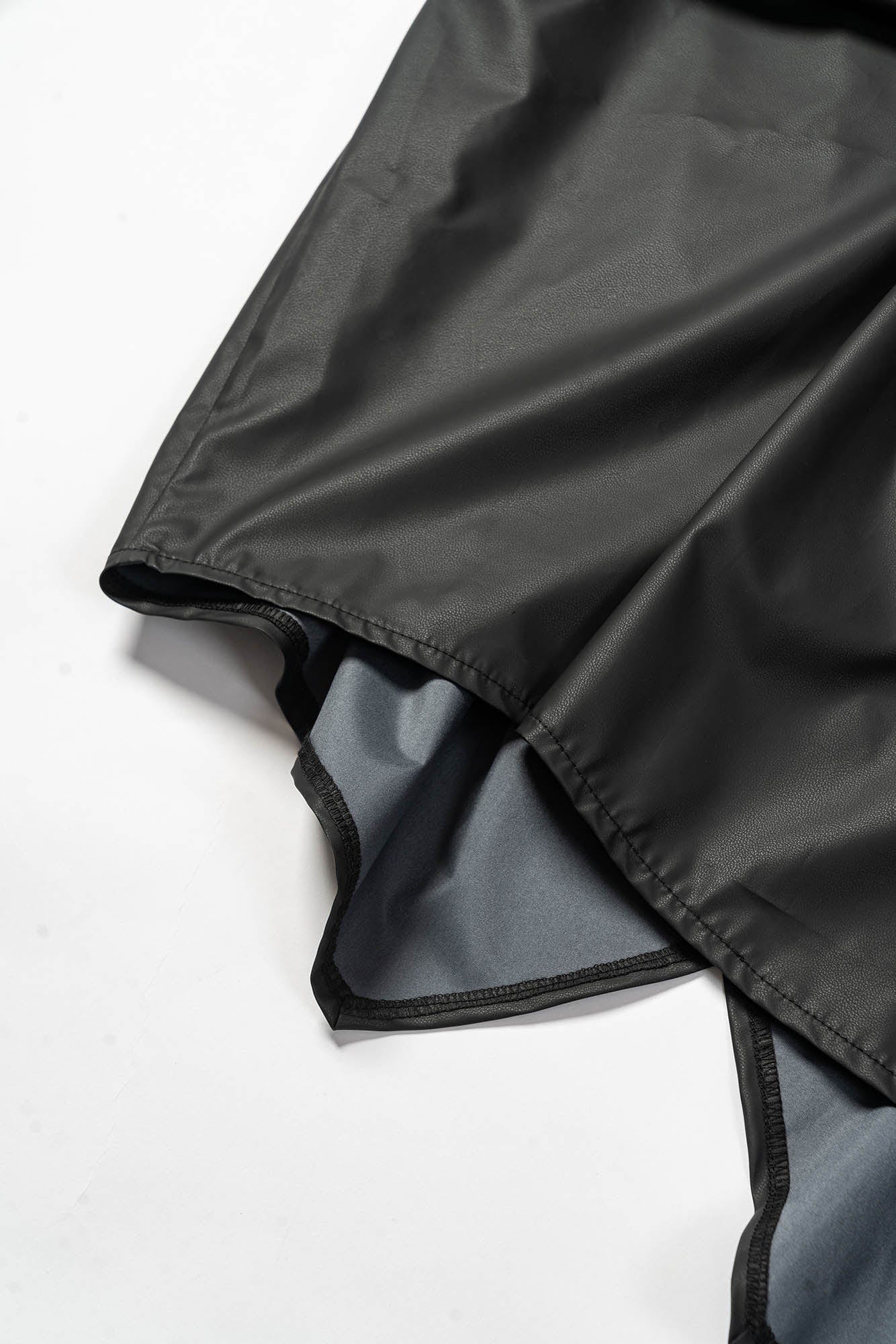 KADAKADA Asymmetrical Pleated Faux Leather Half Shirt, premium urban and streetwear designers apparel on PROJECTISR.com, KADAKADA