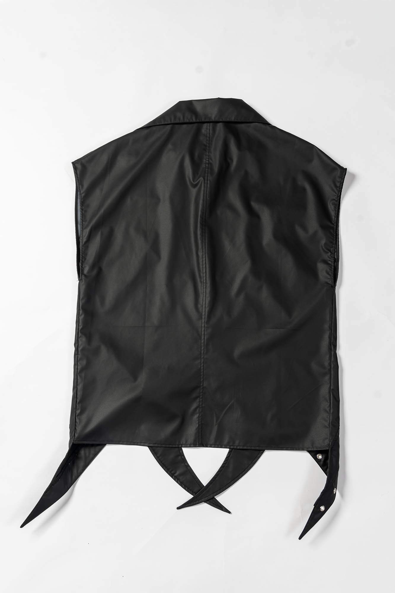 KADAKADA Pointed Hem Faux Leather Vest, premium urban and streetwear designers apparel on PROJECTISR.com, KADAKADA
