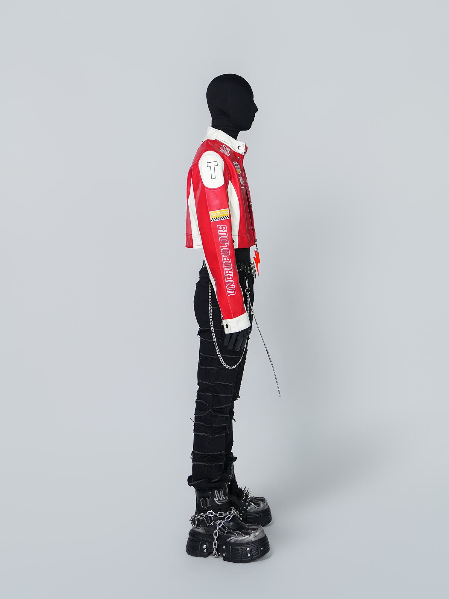 VE2 Contrast Faux Leather Biker Jacket