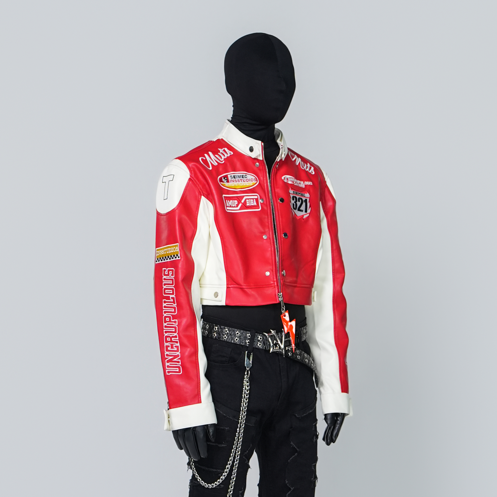 VE2 Contrast Faux Leather Biker Jacket