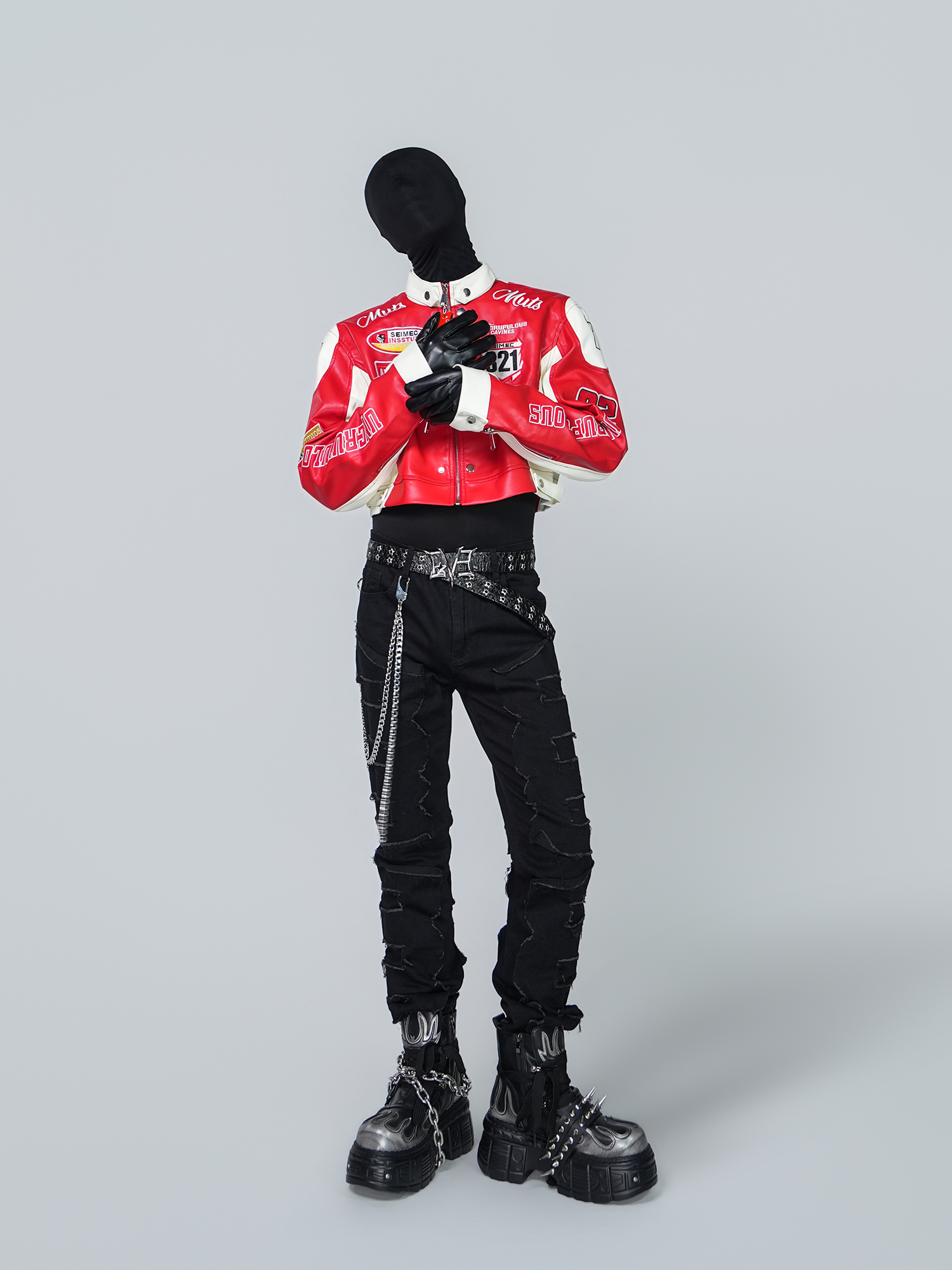 VE2 Contrast Faux Leather Biker Jacket