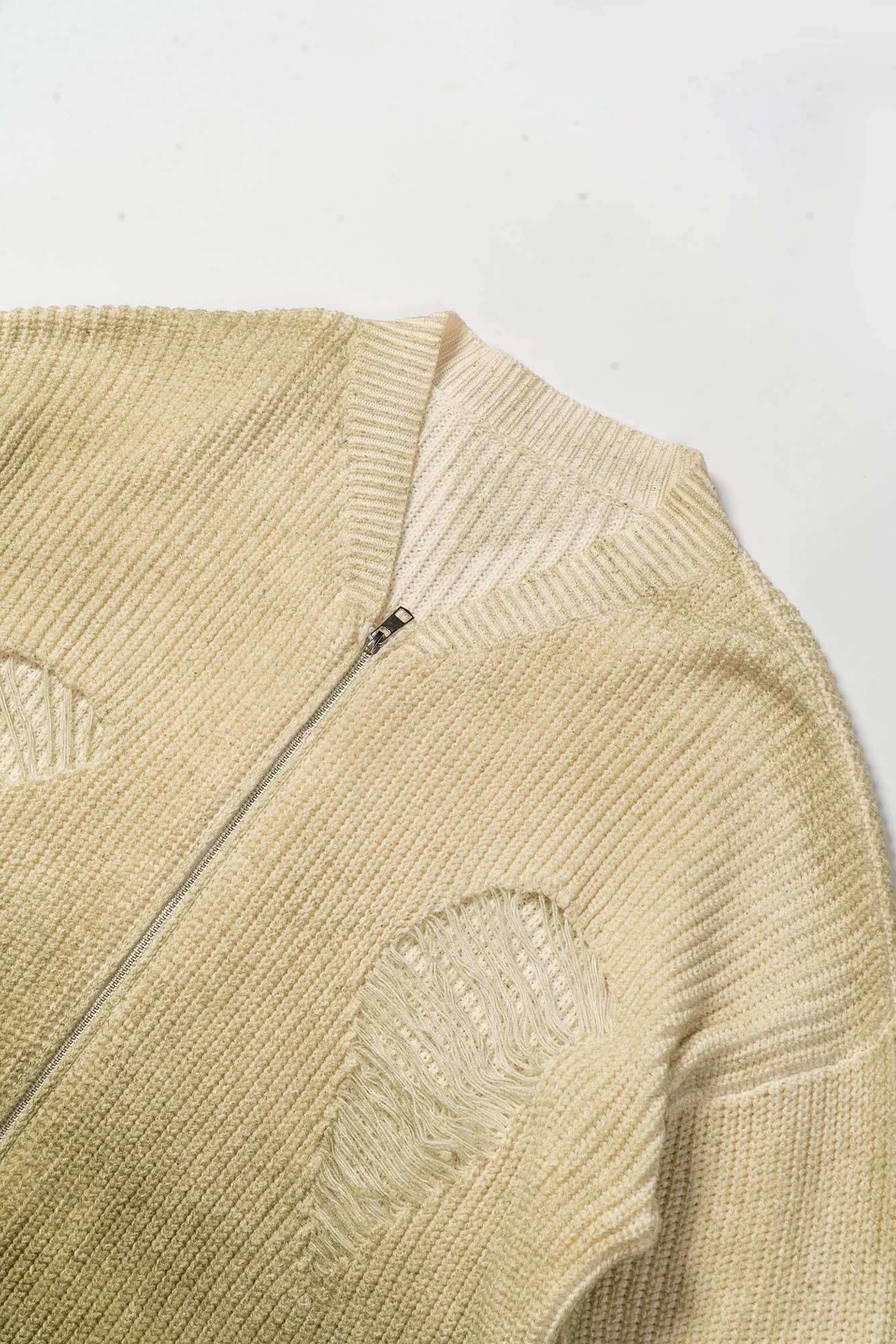 KADAKADA Heavily Distressed Gradient Long Knit Cardigan, premium urban and streetwear designers apparel on PROJECTISR.com, KADAKADA