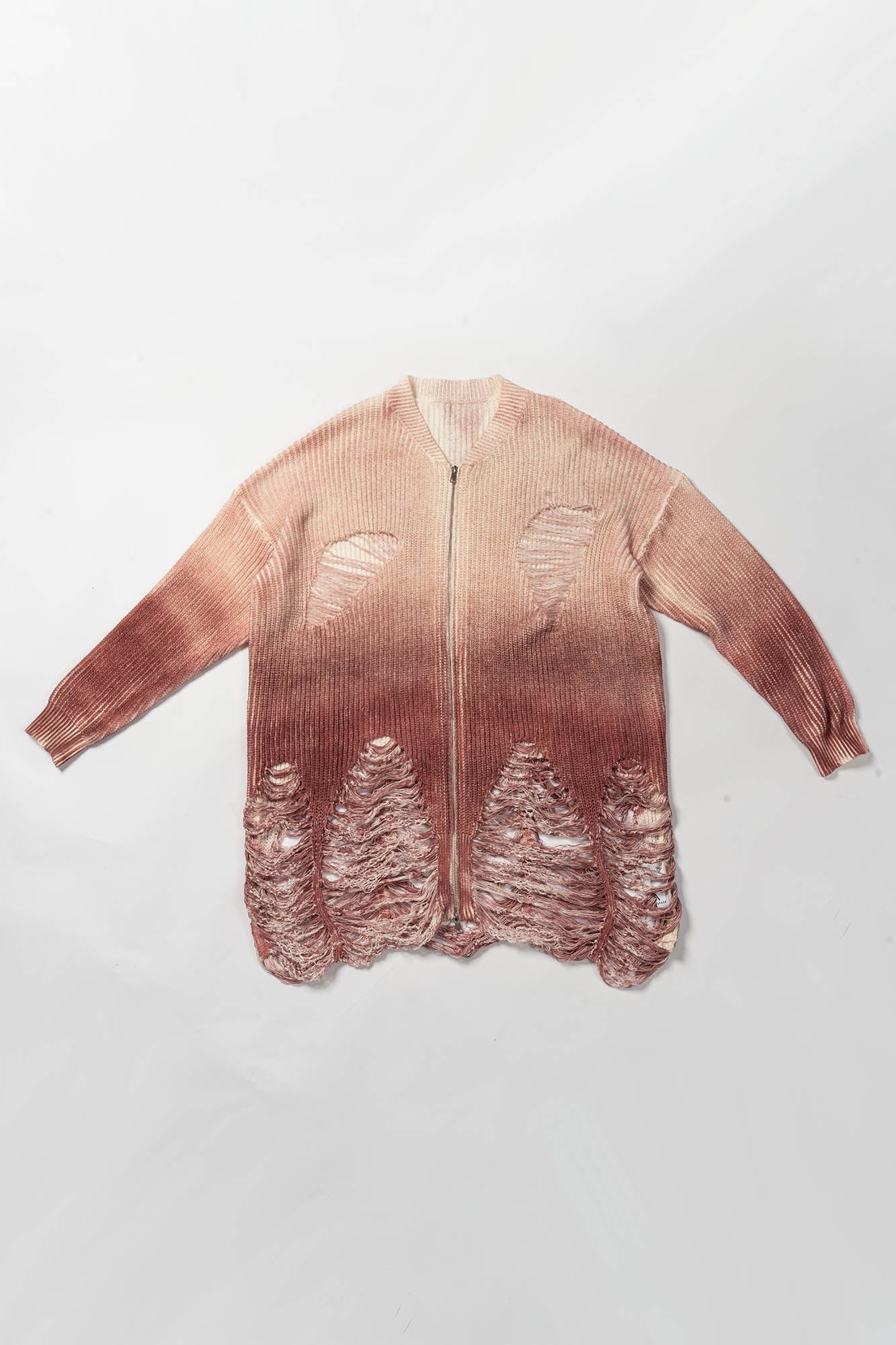 KADAKADA Heavily Distressed Gradient Long Knit Cardigan, premium urban and streetwear designers apparel on PROJECTISR.com, KADAKADA