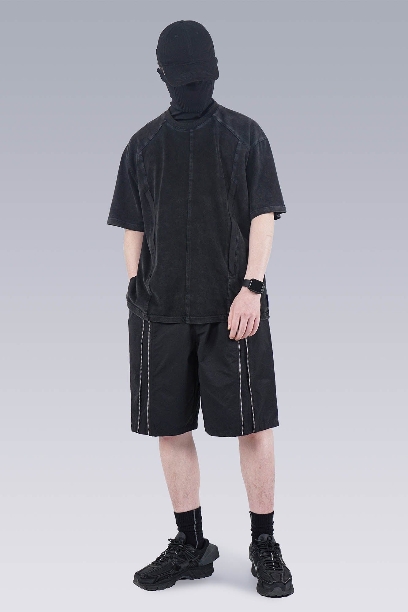SILENSTORM Washed Paneled Side Pocket T-Shirt, premium urban and streetwear designers apparel on PROJECTISR.com, SILENSTORM