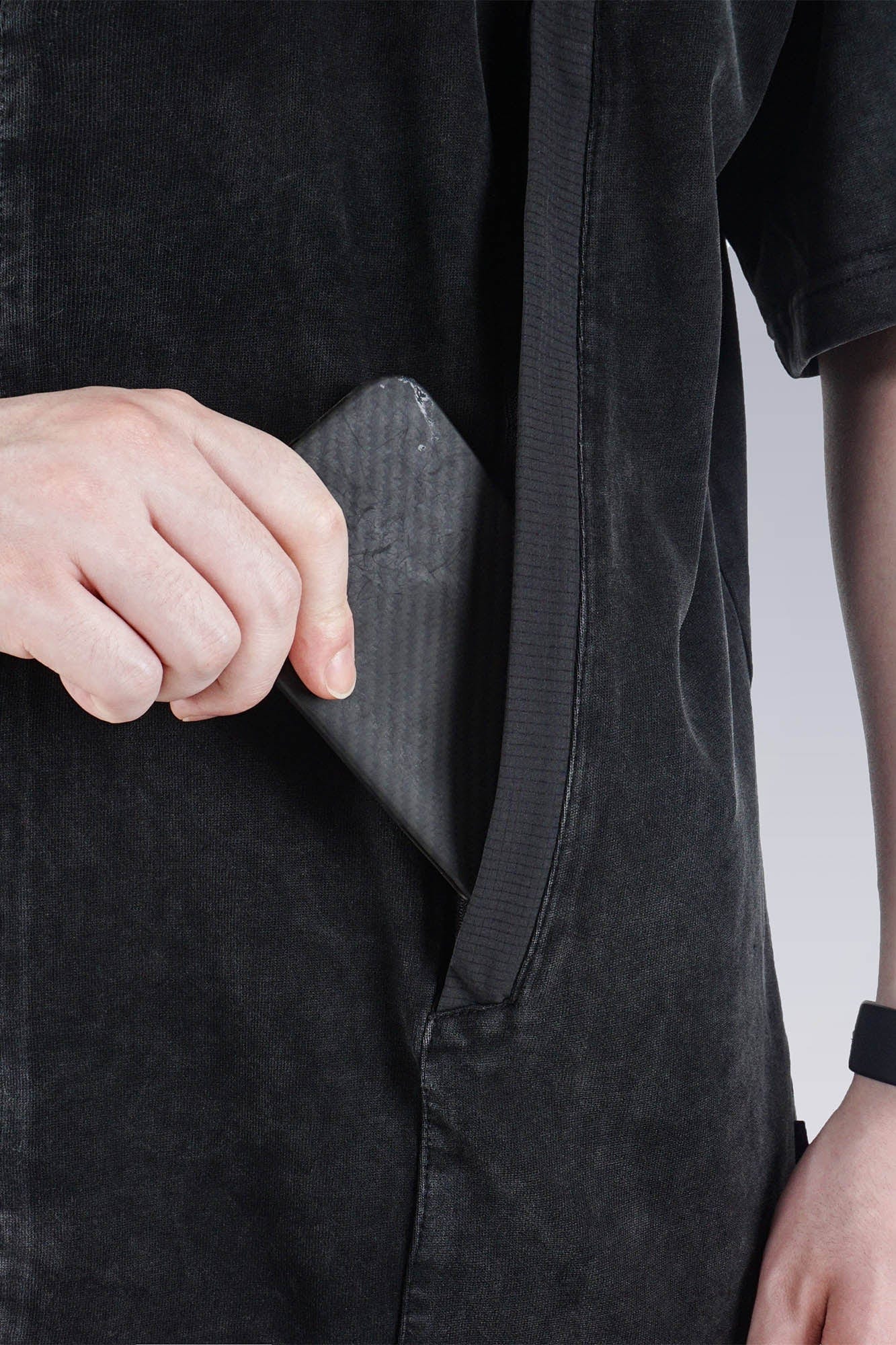 SILENSTORM Washed Paneled Side Pocket T-Shirt, premium urban and streetwear designers apparel on PROJECTISR.com, SILENSTORM