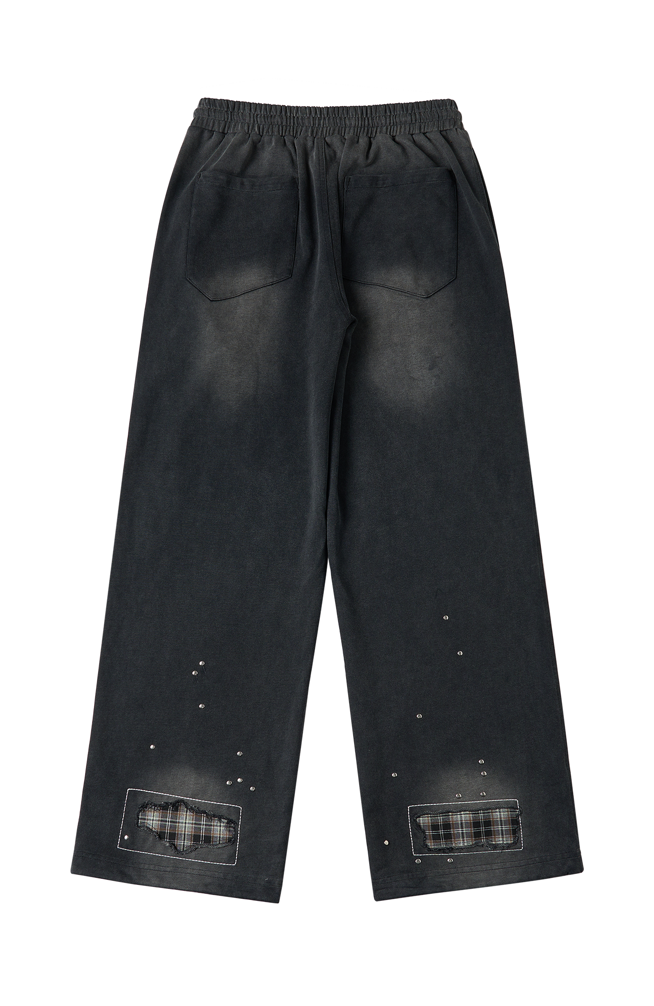 SAVAGEGROWTHWORLD Studded Plaid Panel Sweatpants