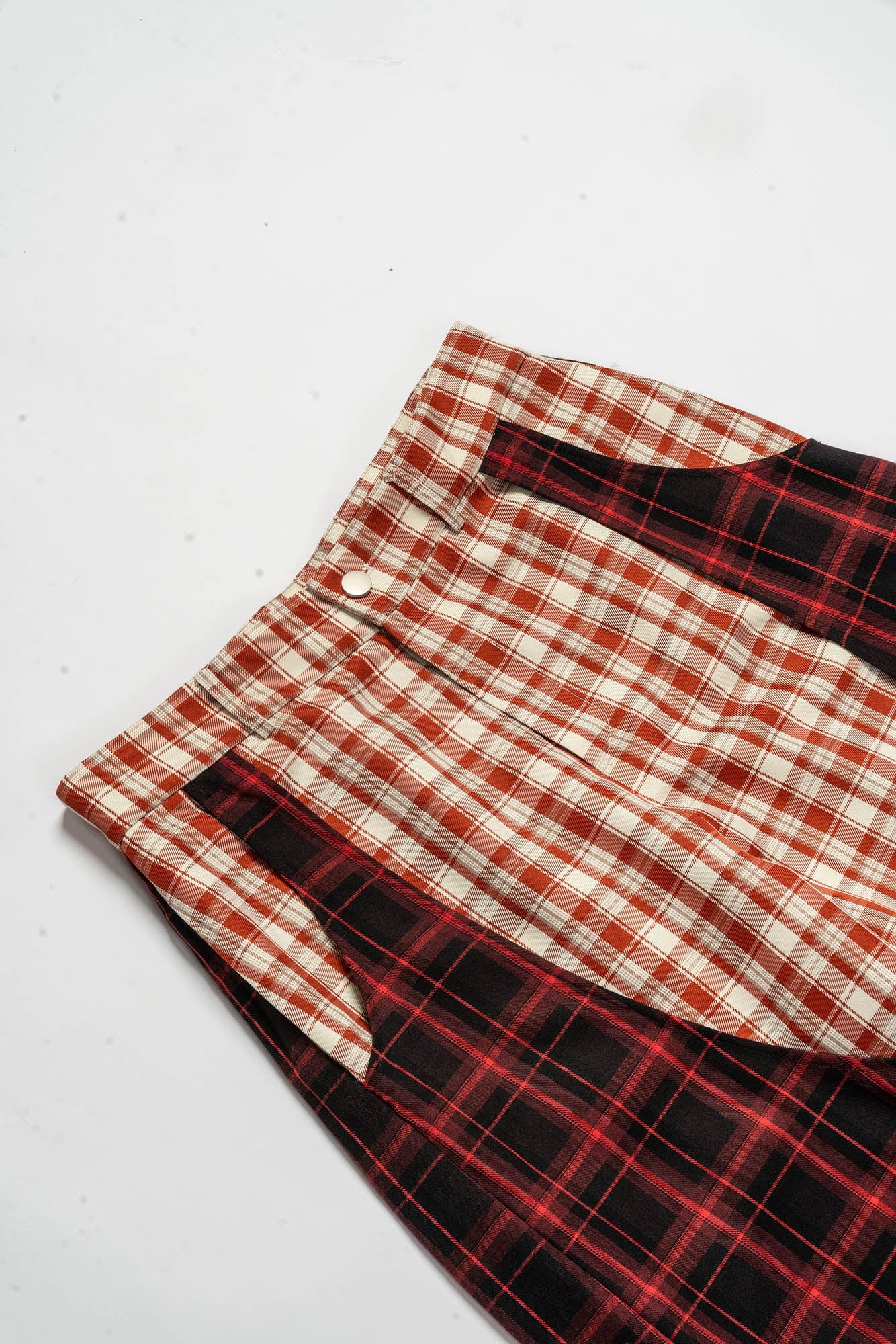 KADAKADA Double Layer Plaid Wide-Leg Pants, premium urban and streetwear designers apparel on PROJECTISR.com, KADAKADA