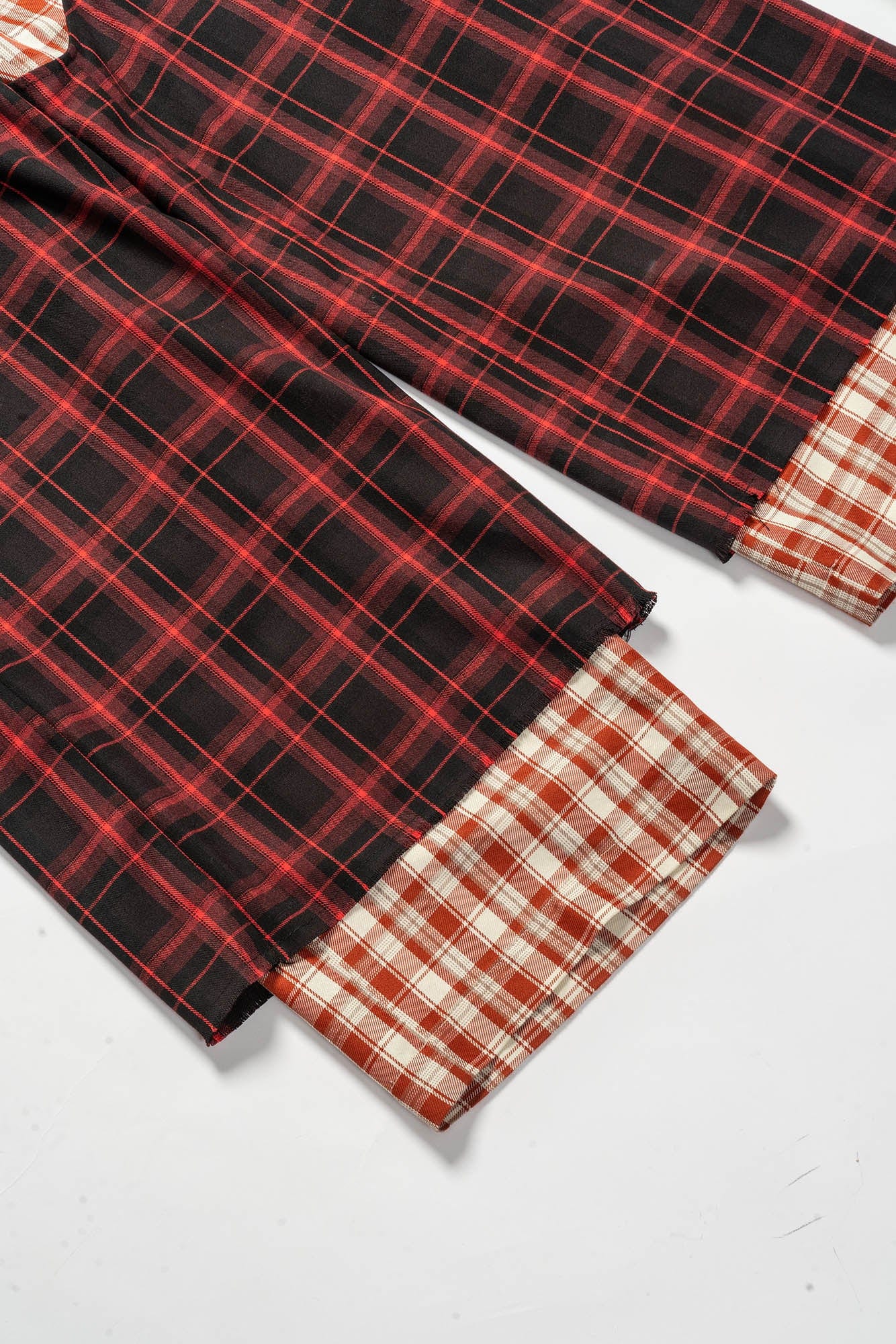 KADAKADA Double Layer Plaid Wide-Leg Pants, premium urban and streetwear designers apparel on PROJECTISR.com, KADAKADA