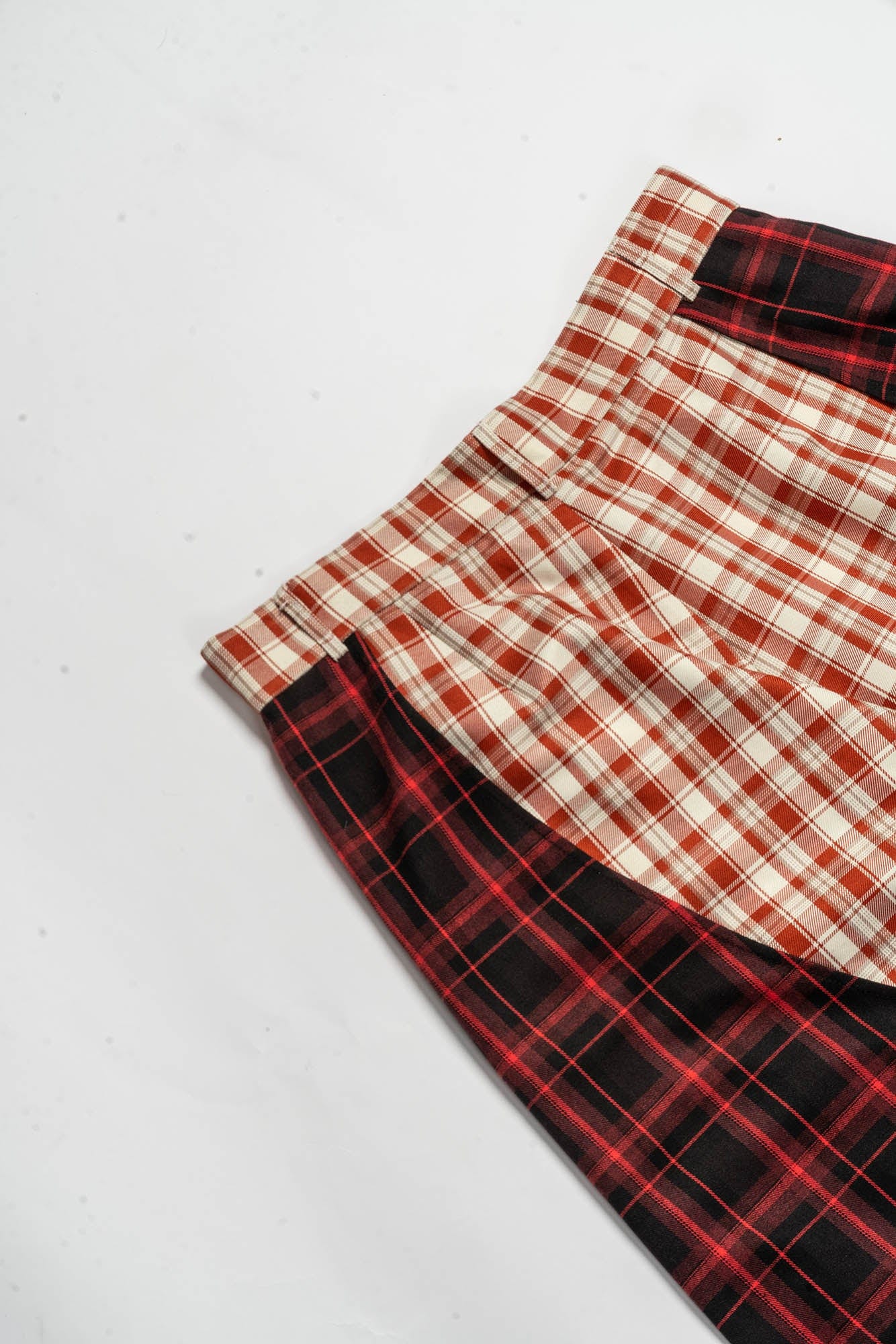 KADAKADA Double Layer Plaid Wide-Leg Pants, premium urban and streetwear designers apparel on PROJECTISR.com, KADAKADA