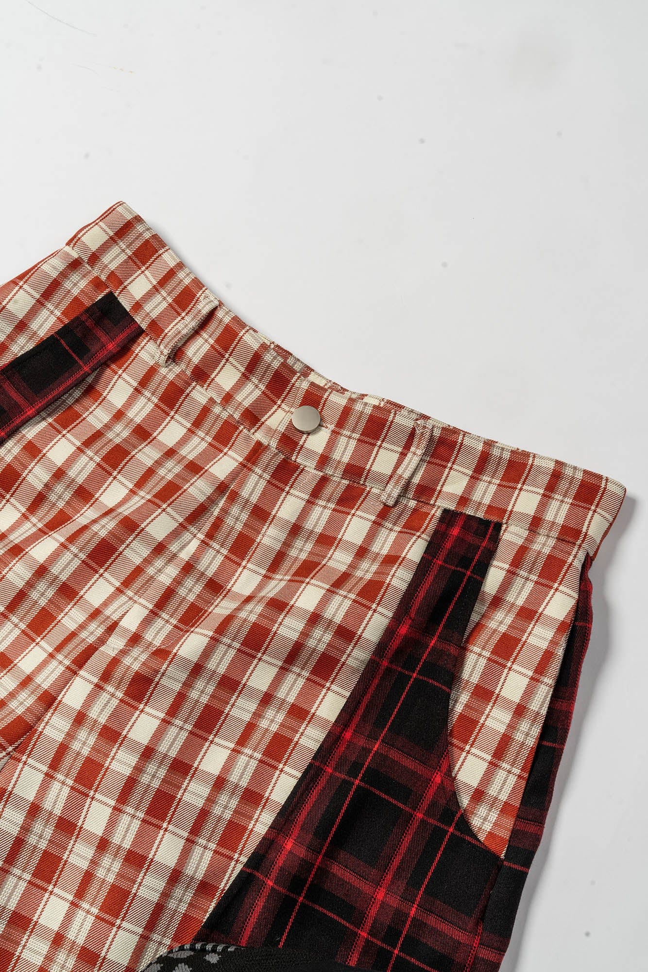 KADAKADA Double Layer Plaid Wide-Leg Pants, premium urban and streetwear designers apparel on PROJECTISR.com, KADAKADA