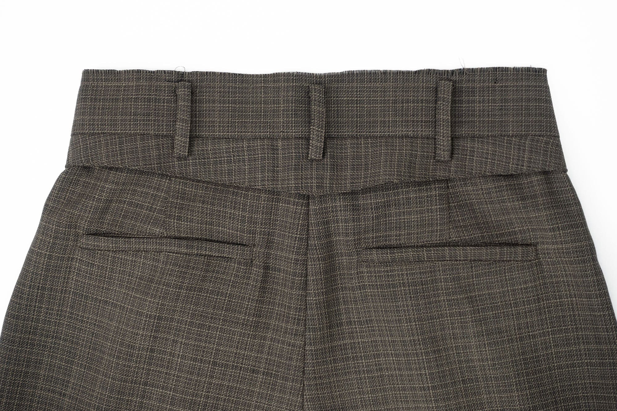 IN EXISTENCE Inverted Pleats Mini Check Wide-Leg Trousers, premium urban and streetwear designers apparel on PROJECTISR.com, IN EXISTENCE