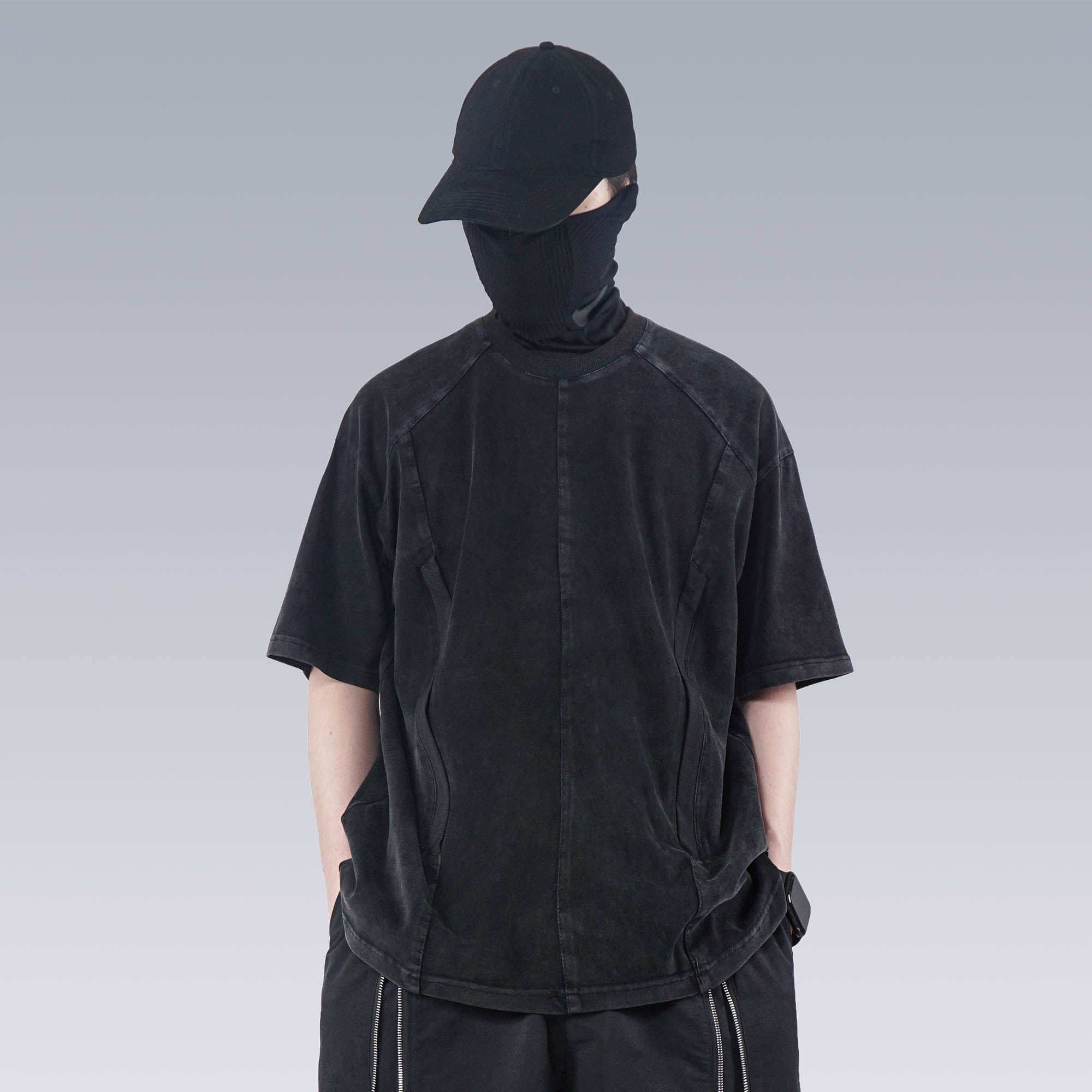 SILENSTORM Washed Paneled Side Pocket T-Shirt, premium urban and streetwear designers apparel on PROJECTISR.com, SILENSTORM