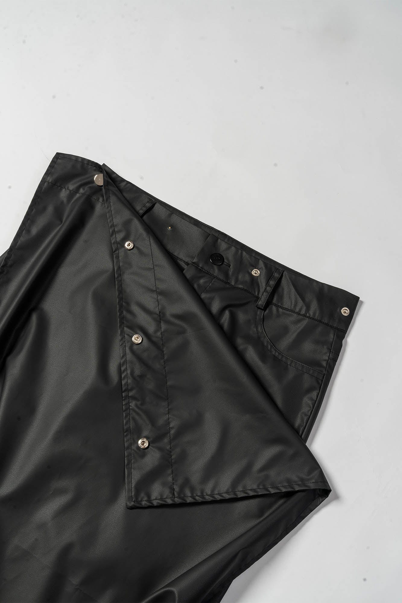 KADAKADA Detachable Cloak Faux Leather Pants, premium urban and streetwear designers apparel on PROJECTISR.com, KADAKADA