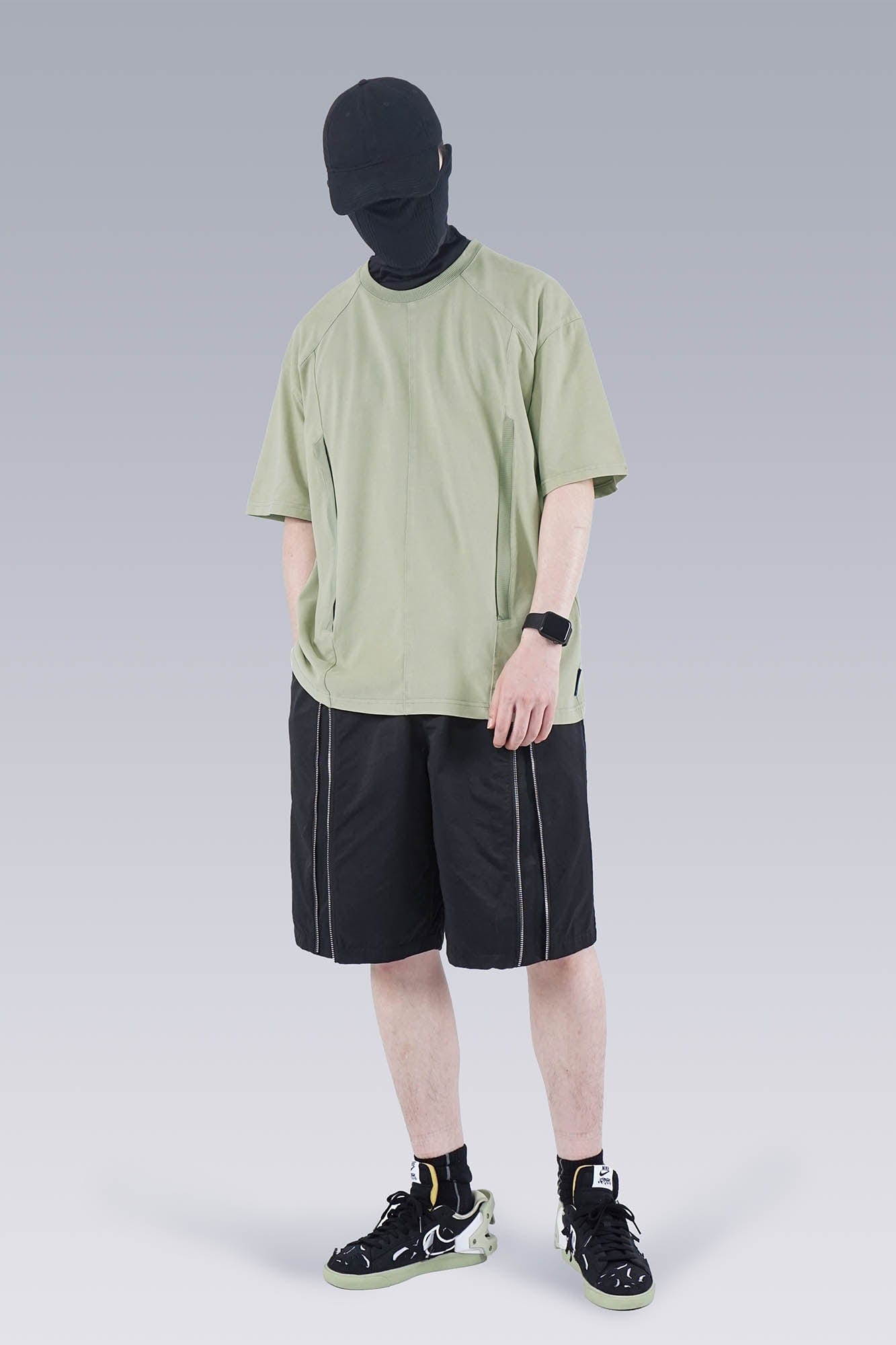 SILENSTORM Washed Paneled Side Pocket T-Shirt, premium urban and streetwear designers apparel on PROJECTISR.com, SILENSTORM