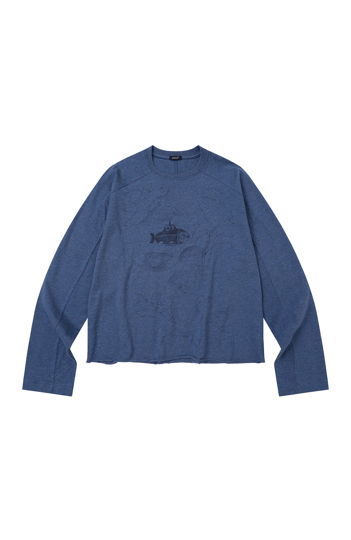 BOTANICA Hand-Painted Deconstructed Raglan Long-Sleeve Tee